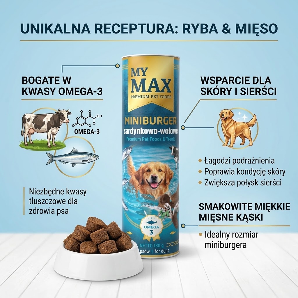 Przysmaki dla psów My Max Miniburger sardynkowo-wołowy 180g miękkie smaczki