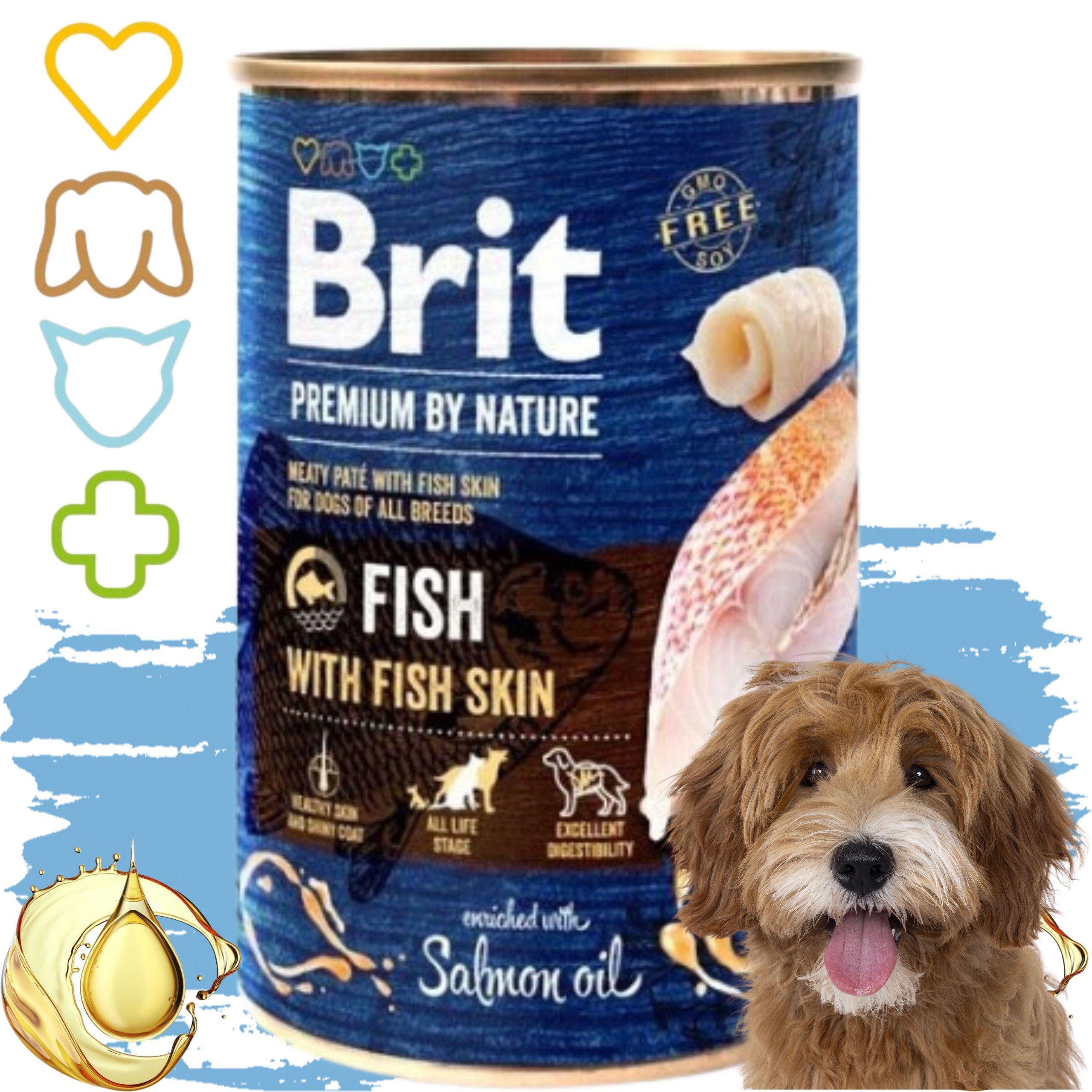 MOKRA KARMA DLA PSA Z RYBAMI BRIT PREMIUM BY NATURE 400 G FISH&amp;FISH SKIN