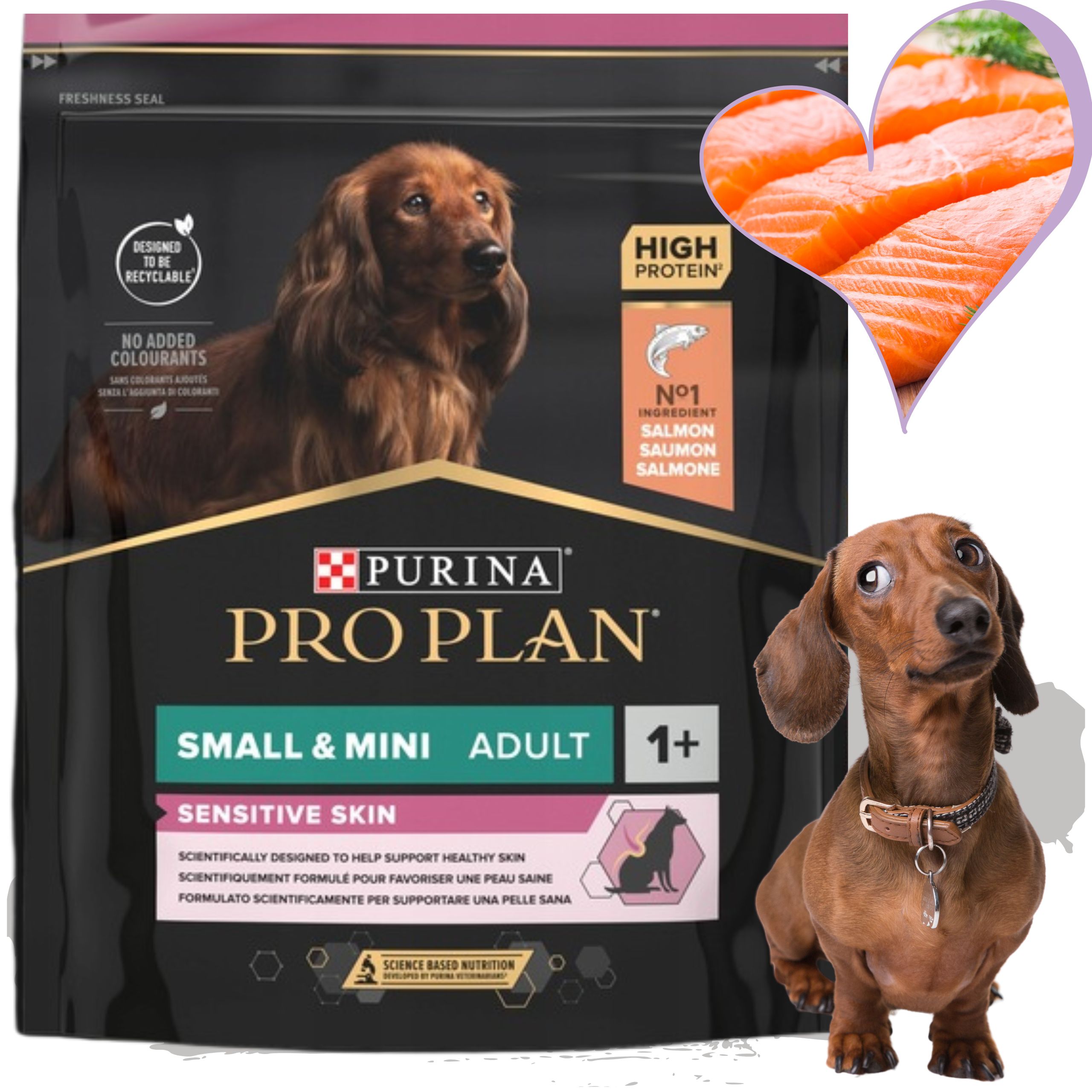 SUCHA KARMA DLA PSA Z ŁOSOSIEM PRO PLAN 700 gr + 700 gr MAŁE RASY PSÓW
