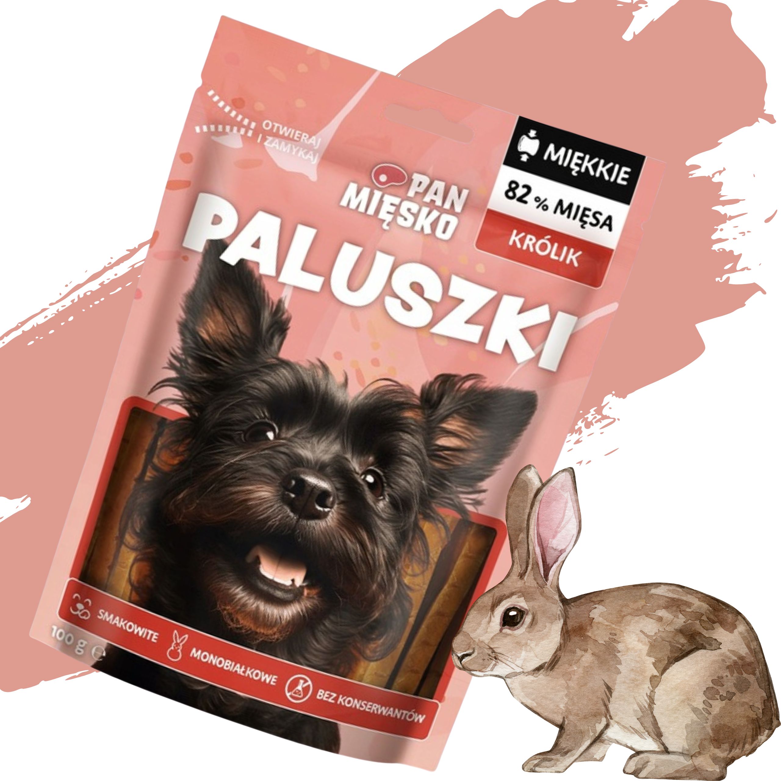 Przysmaki dla psa Paluszki Królik Pan Mięsko 100g monobiałkowe smakołyki
