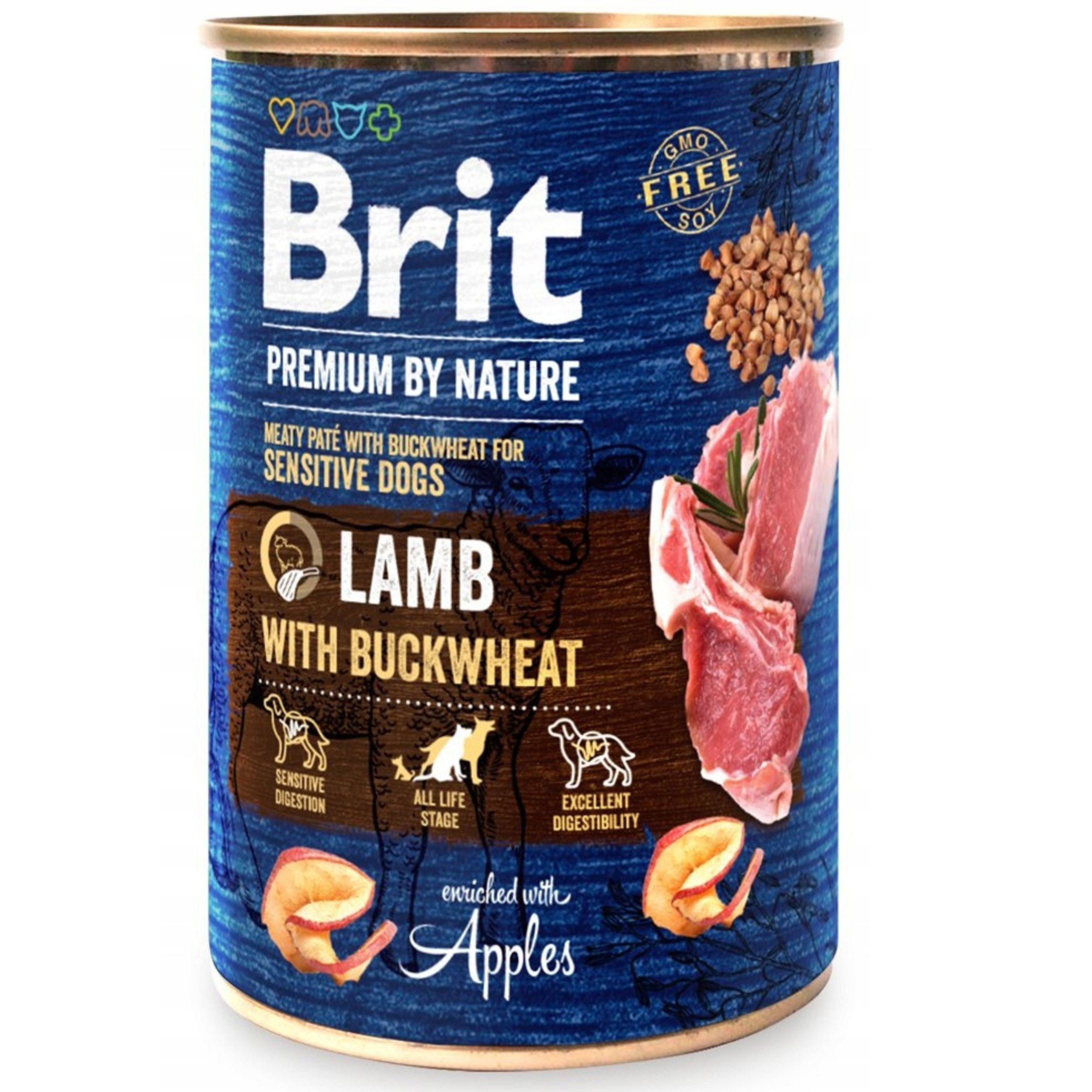 MOKRA KARMA DLA PSA JAGNIĘCINA BRIT PREMIUM BY NATURE 400G LAMB &amp; BUCKWHEAT