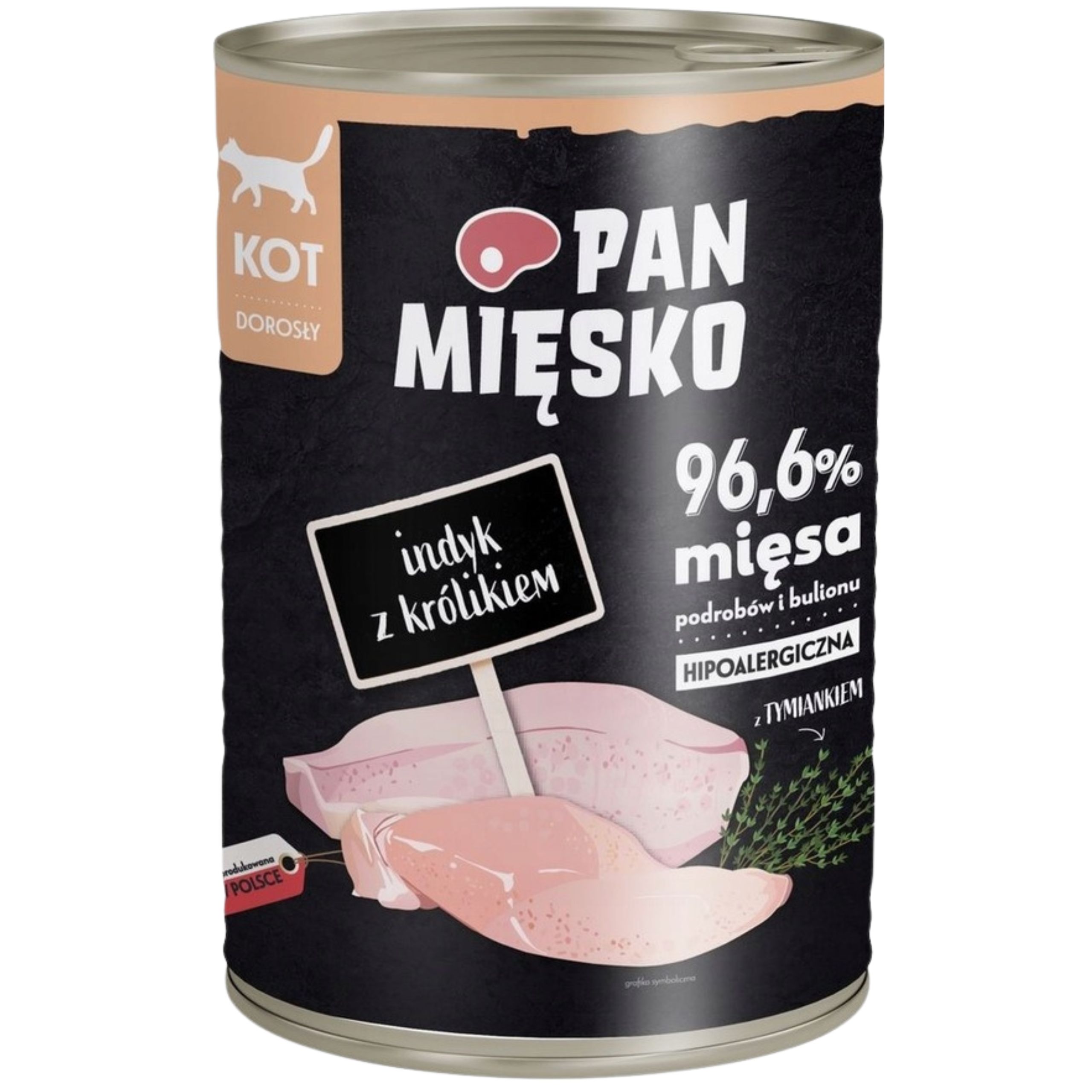 Karma mokra dla kota Indyk królik Pan Mięsko Hipoalergiczna 400g na alergie
