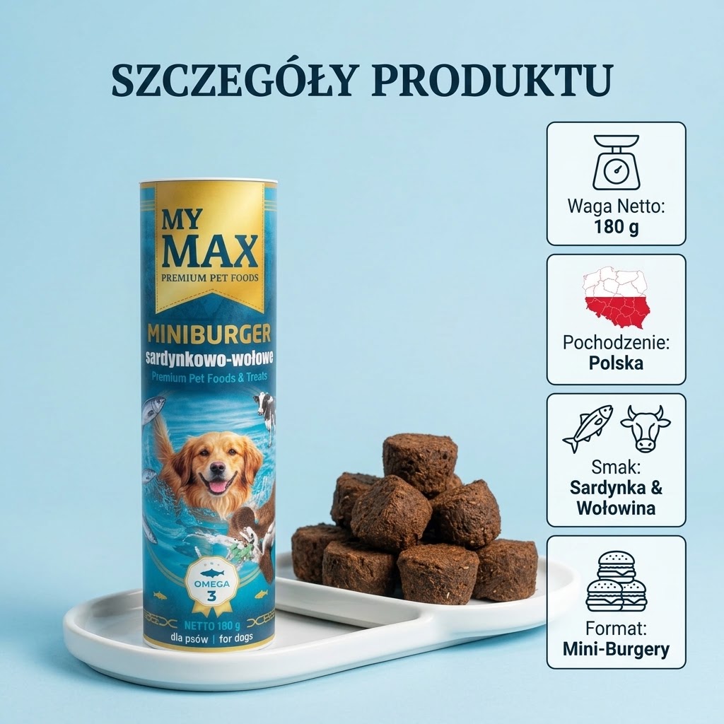 Przysmaki dla psów My Max Miniburger sardynkowo-wołowy 180g miękkie smaczki