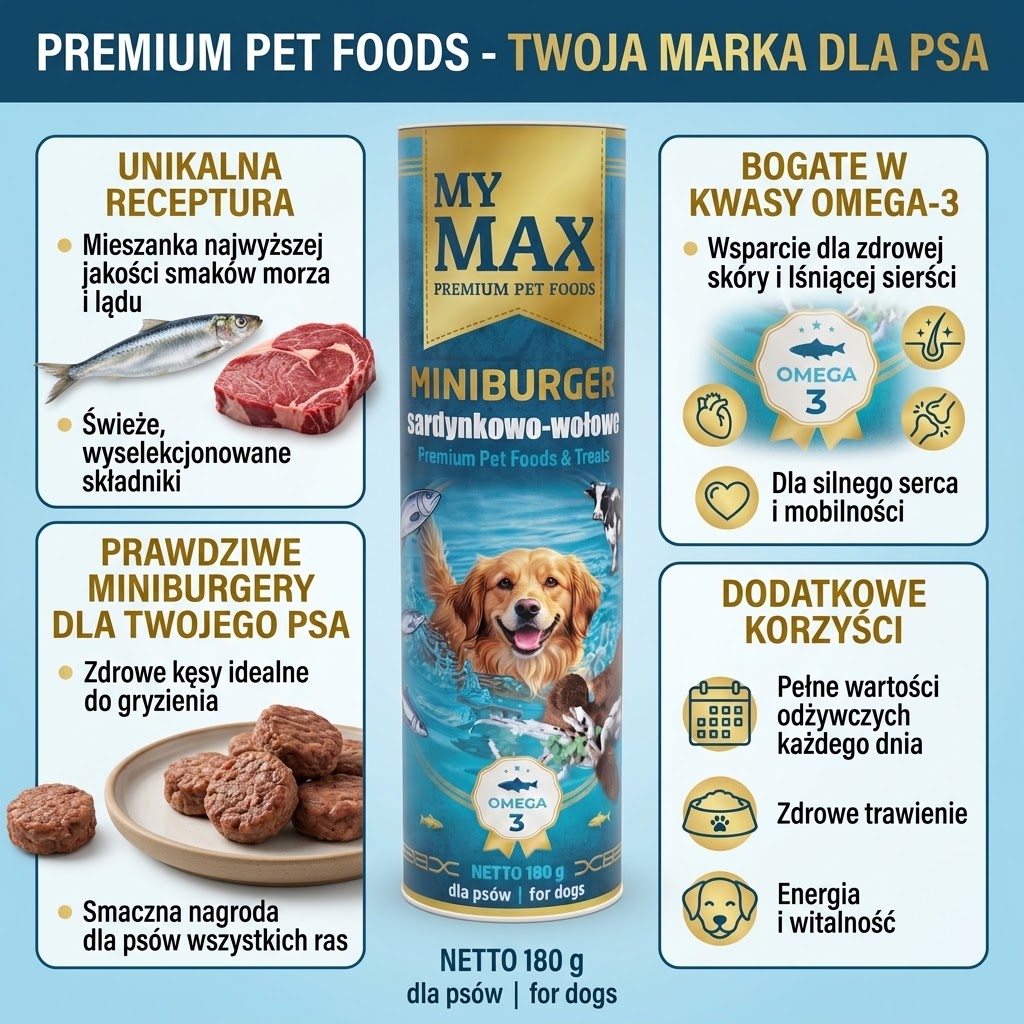Przysmaki dla psów My Max Miniburger sardynkowo-wołowy 180g miękkie smaczki