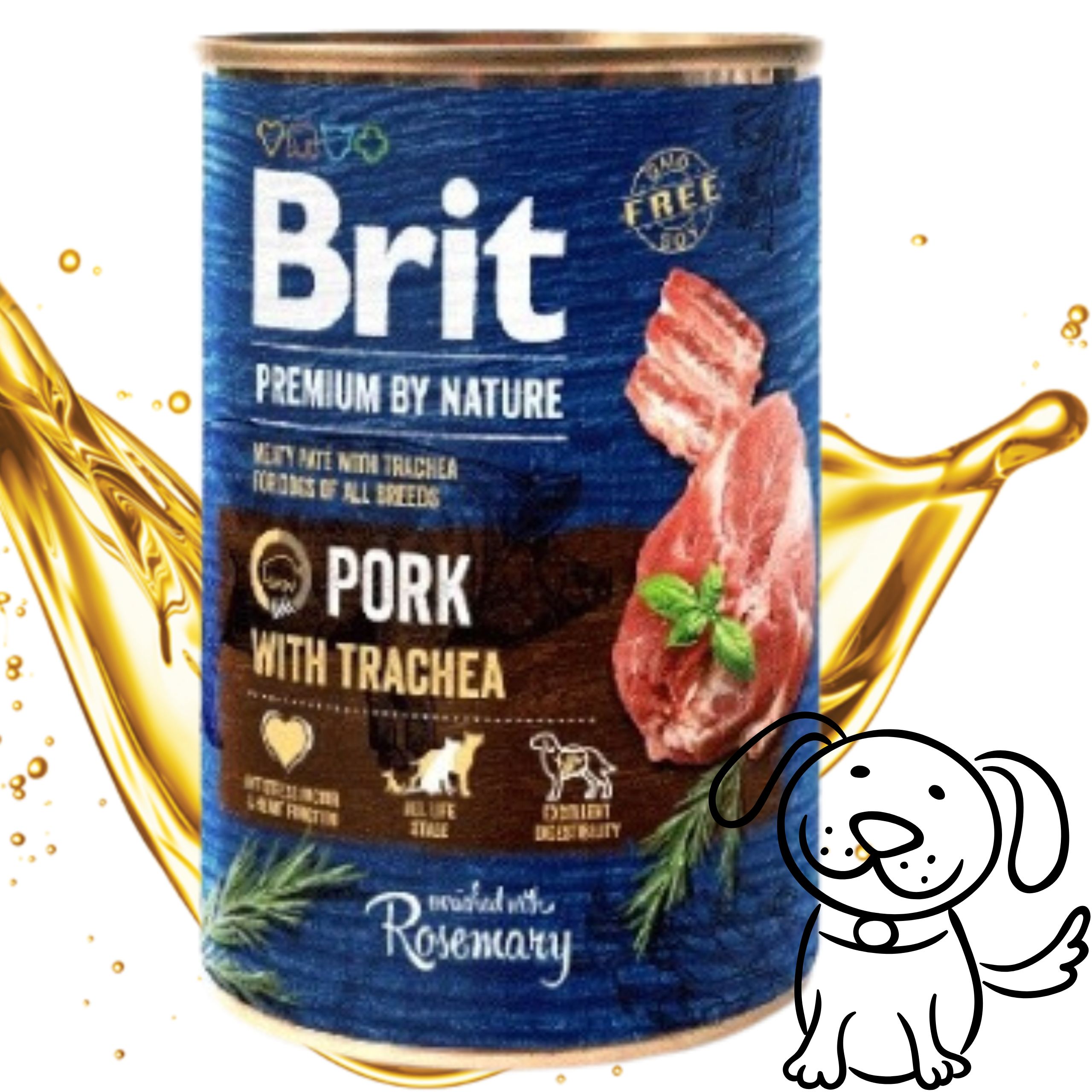 MOKRA KARMA DLA PSA Z WIEPRZOWINĄ BRIT PREMIUM BY NATURE 400G PORK &amp;TRACHEA