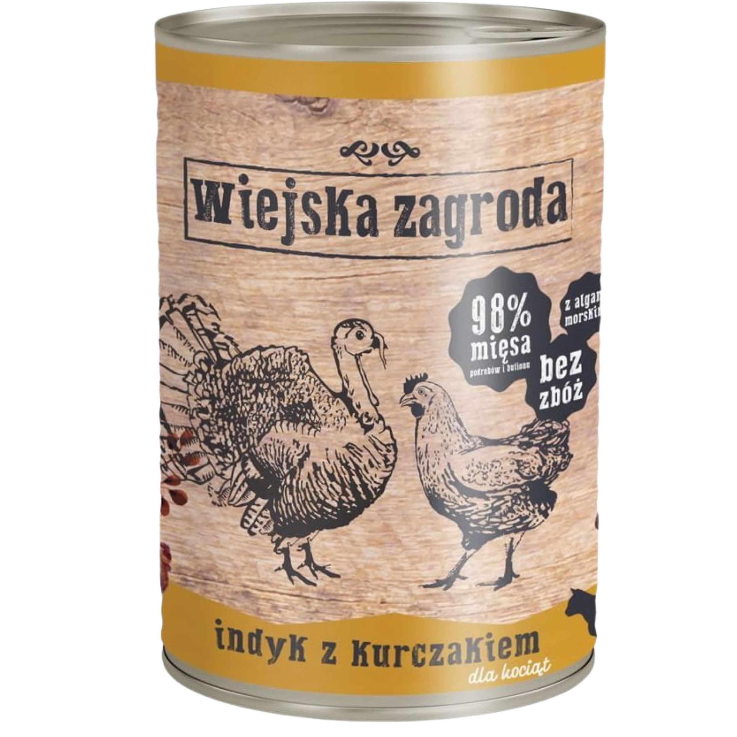 Karma mokra dla kota Indyk z kurczakiem 400g kotek Wiejska Zagroda bez zbóż