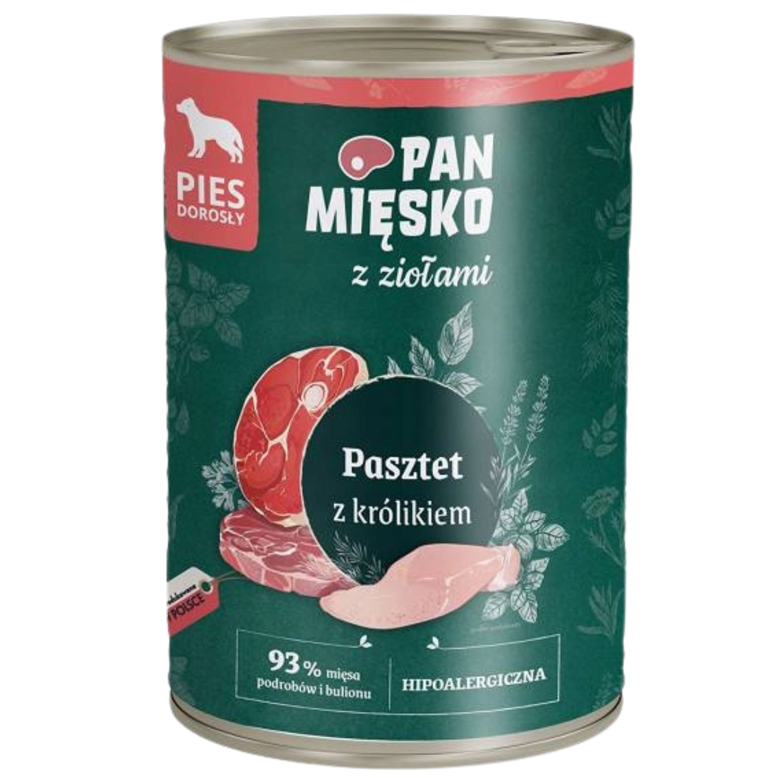 Mokra karma dla psa Pasztet królik z ziołami Pan Mięsko Hipoalergiczna 400g