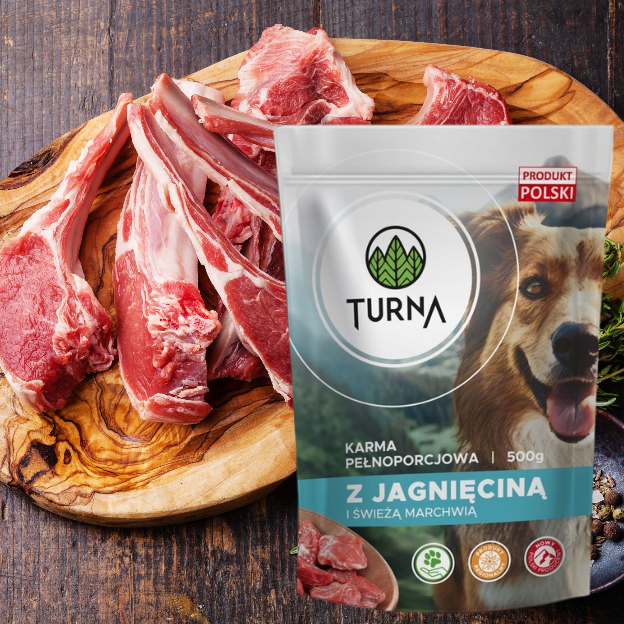 Mokra karma dla psa jagnięcina TURNA 500g alergia psów naturalny skład karm