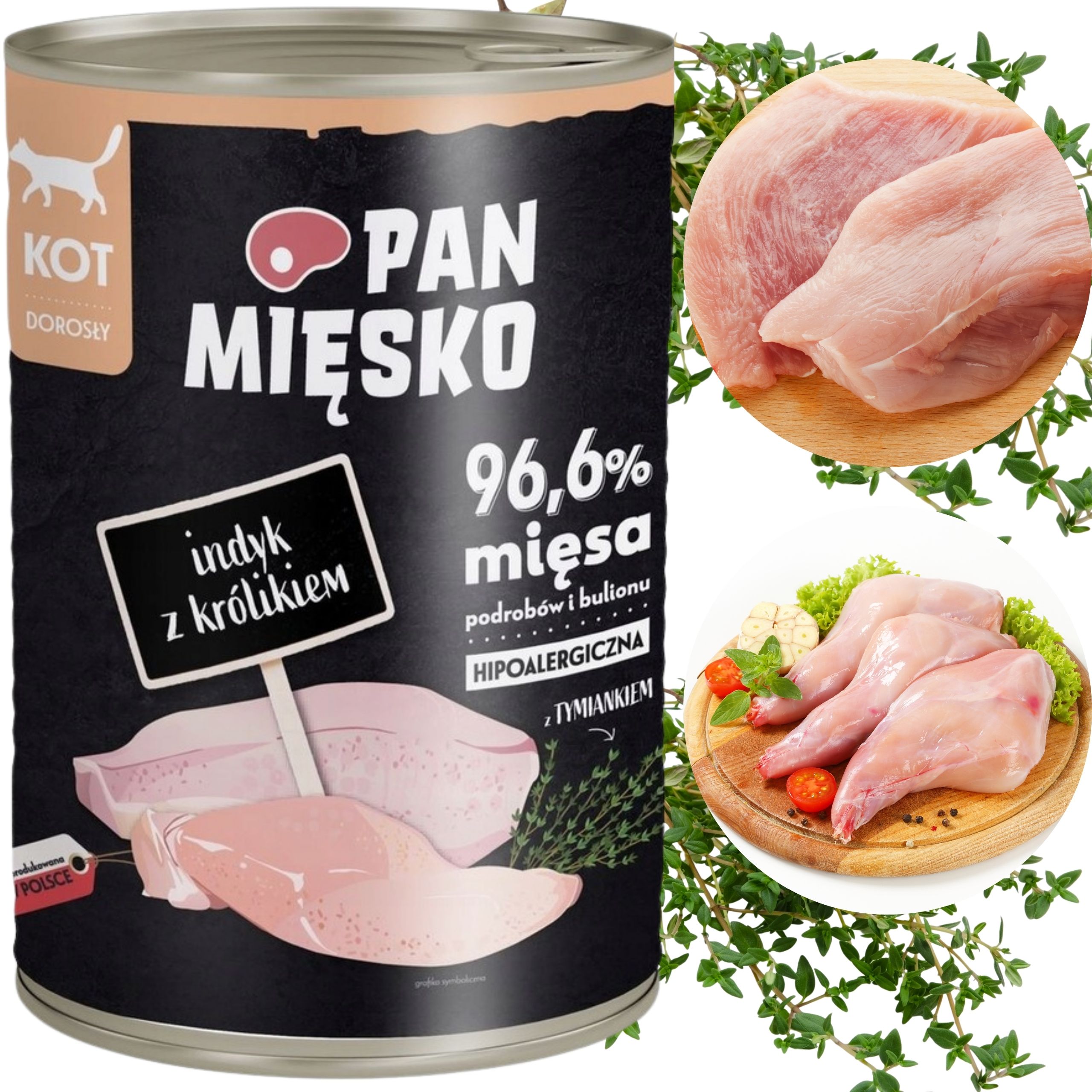 Karma mokra dla kota Indyk królik Pan Mięsko Hipoalergiczna 400g na alergie