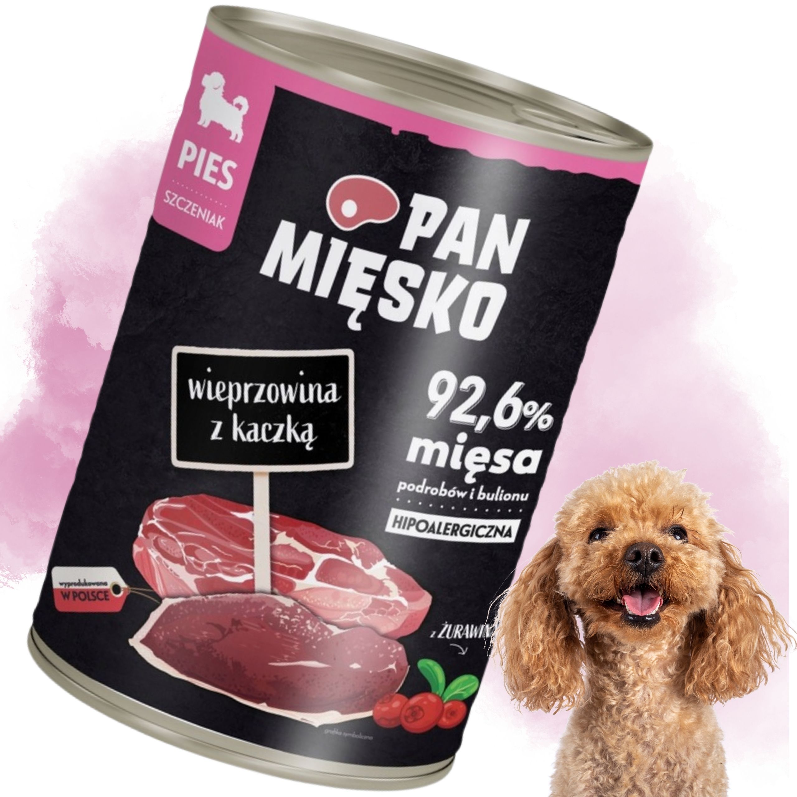 Karma dla psa Wieprzowina z kaczką Pan Mięsko hipoalergiczna junior 400g