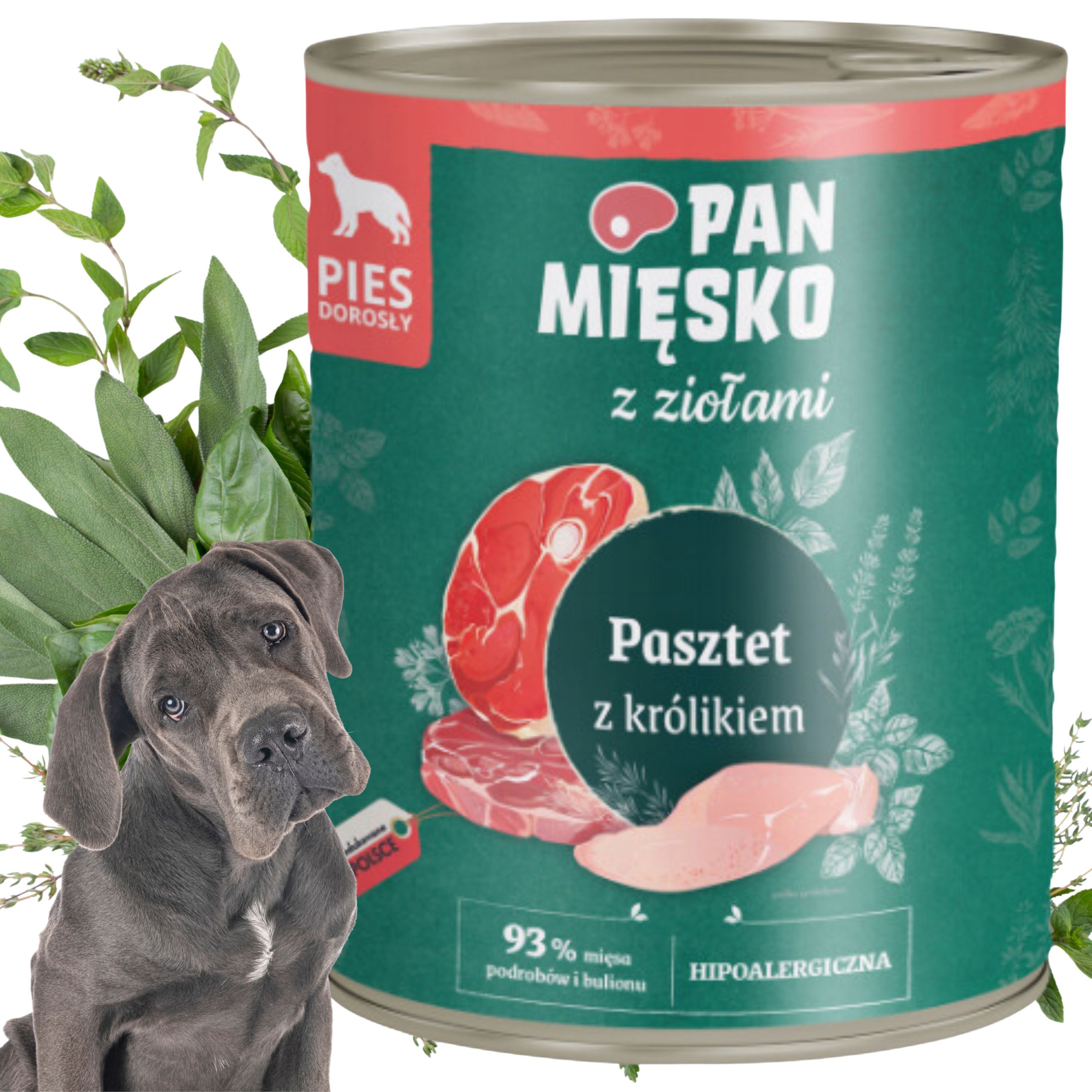 Mokra karma dla psa Pasztet królik z ziołami Pan Mięsko Hipoalergiczna 400g