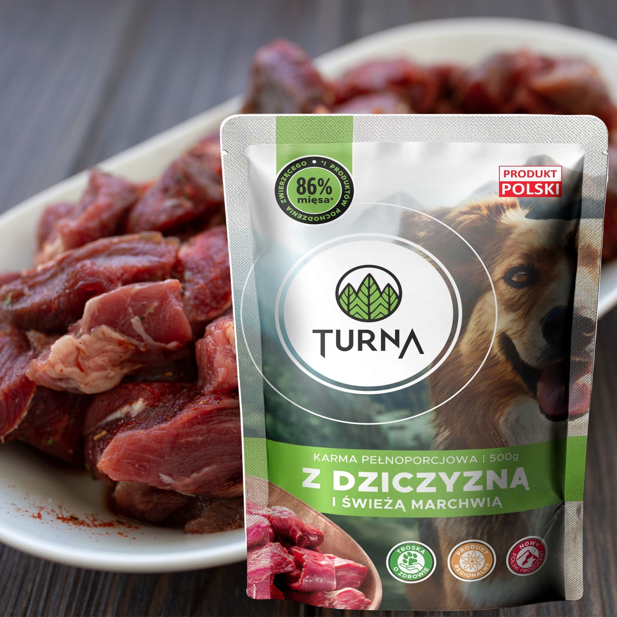 Mokra karma dla psa dziczyzna TURNA 500g odporność zdrowa skóra sierść psów