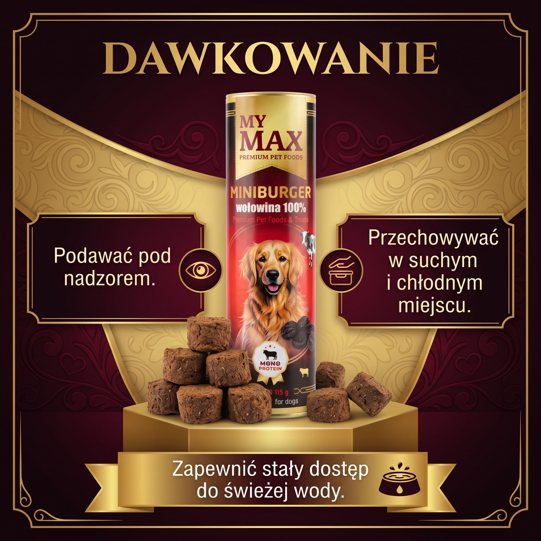 Przysmaki dla psów My Max Mini burger wołowina100% 115g miękkie smaczki