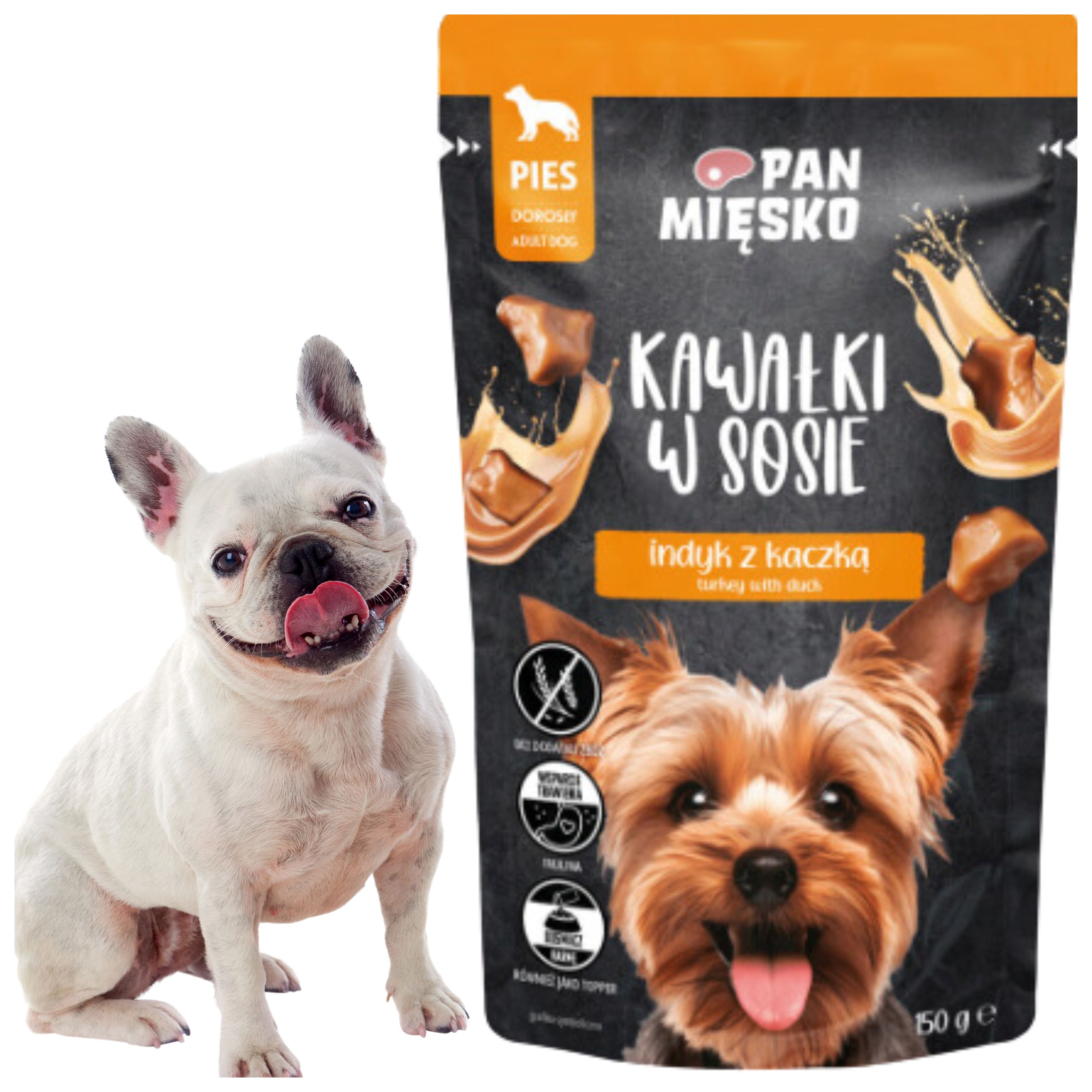 Mokra karma dla psa Kawałki w sosie Indyk z kaczką Pan Mięsko 150g bez zbóż