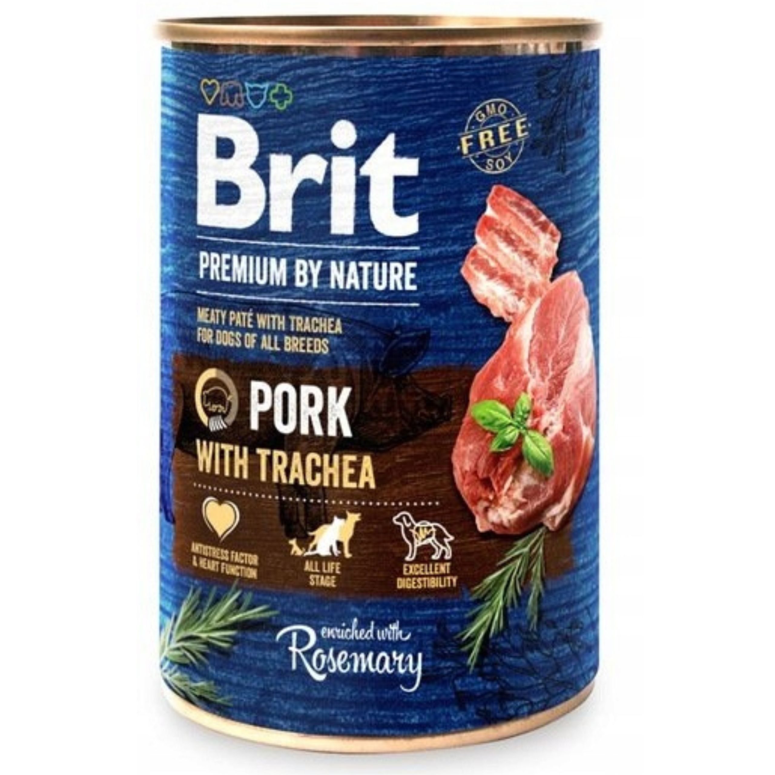 MOKRA KARMA DLA PSA Z WIEPRZOWINĄ BRIT PREMIUM BY NATURE 400G PORK &amp;TRACHEA