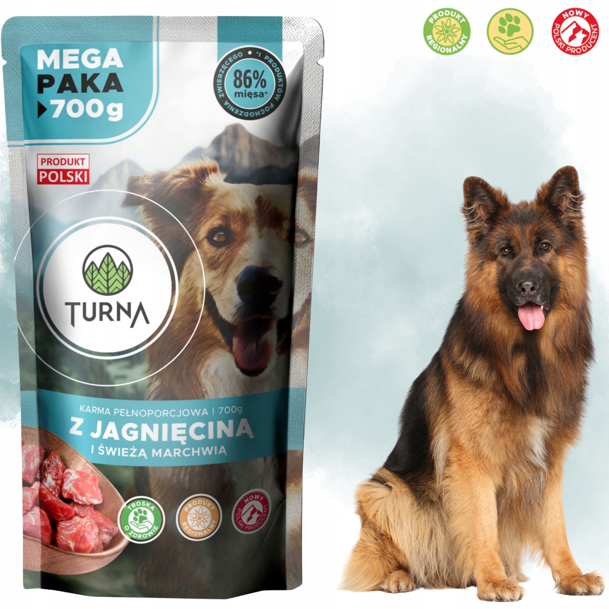 Mokra karma dla psa jagnięcina TURNA 700g alergia psów naturalny skład karm