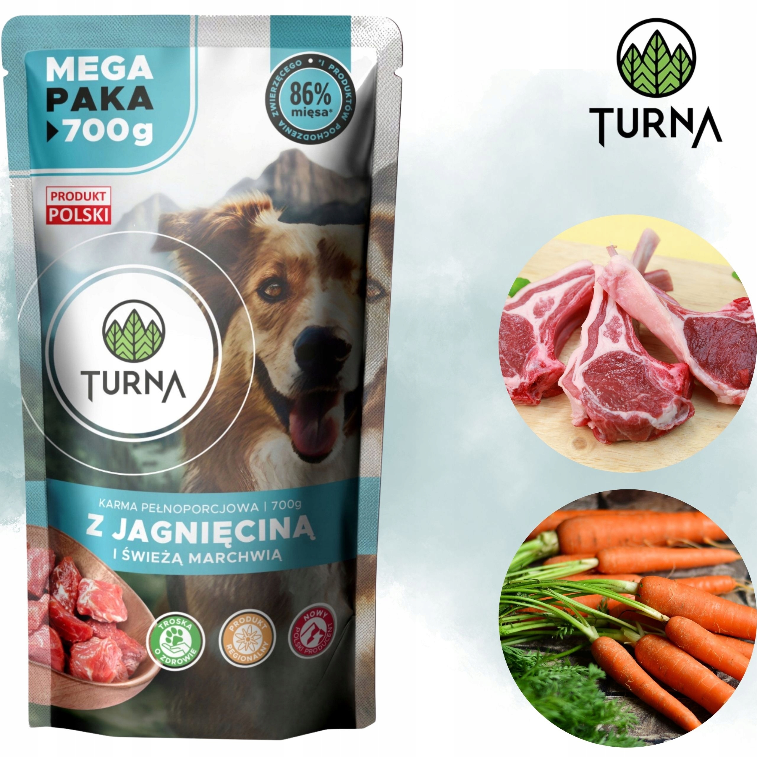 Mokra karma dla psa jagnięcina TURNA 700g alergia psów naturalny skład karm
