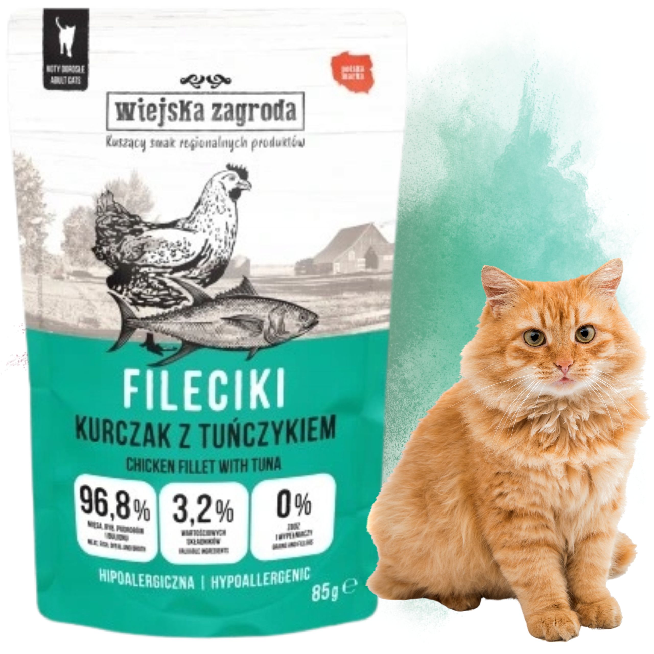 Karma mokra dla kota Fileciki Kurczak z Tuńczykiem 85g Wiejska Zagroda
