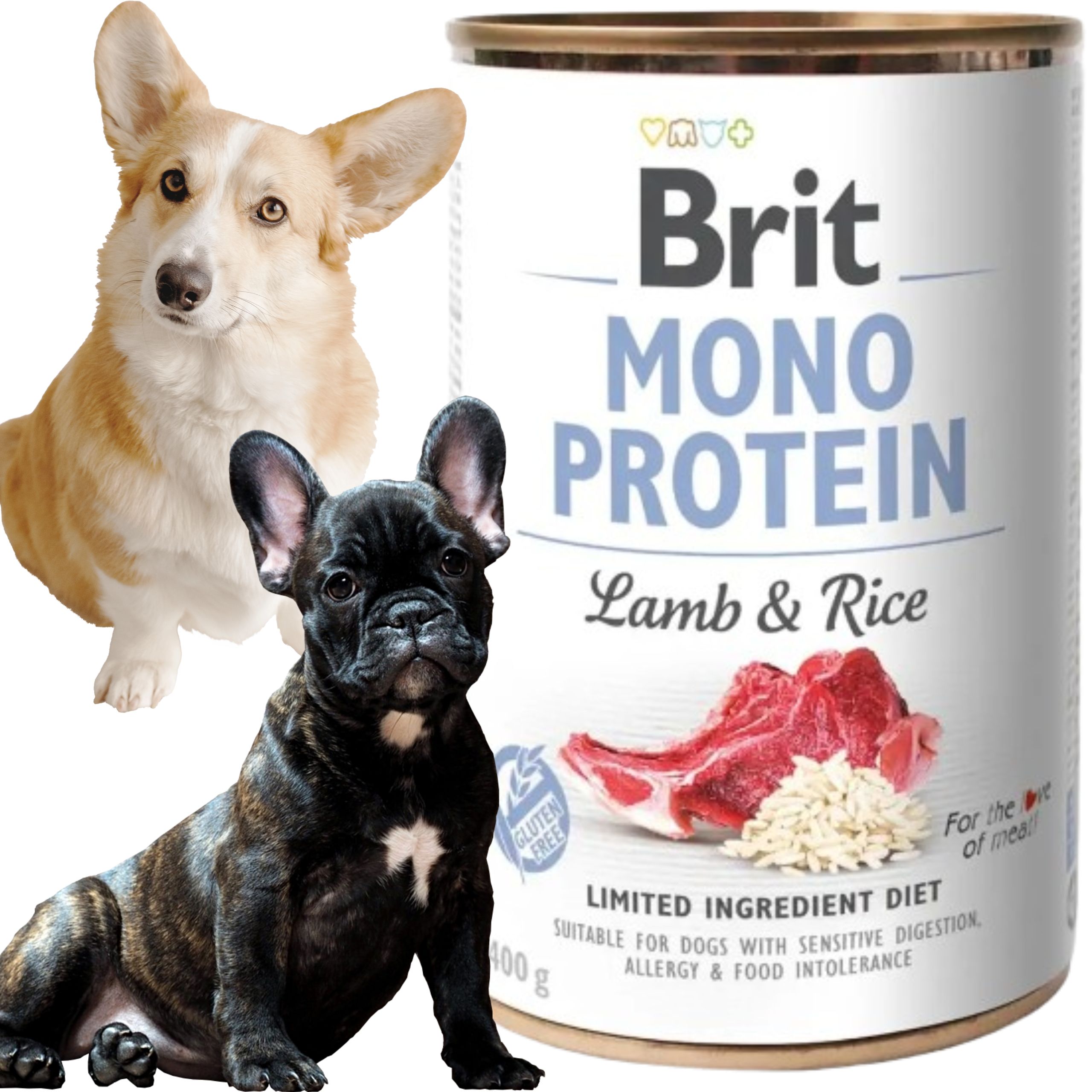 MOKRA KARMA DLA PSA BRIT MONO PROTEIN LAMB &amp; RICE 400 G JAGNIĘCINA Z RYŻEM