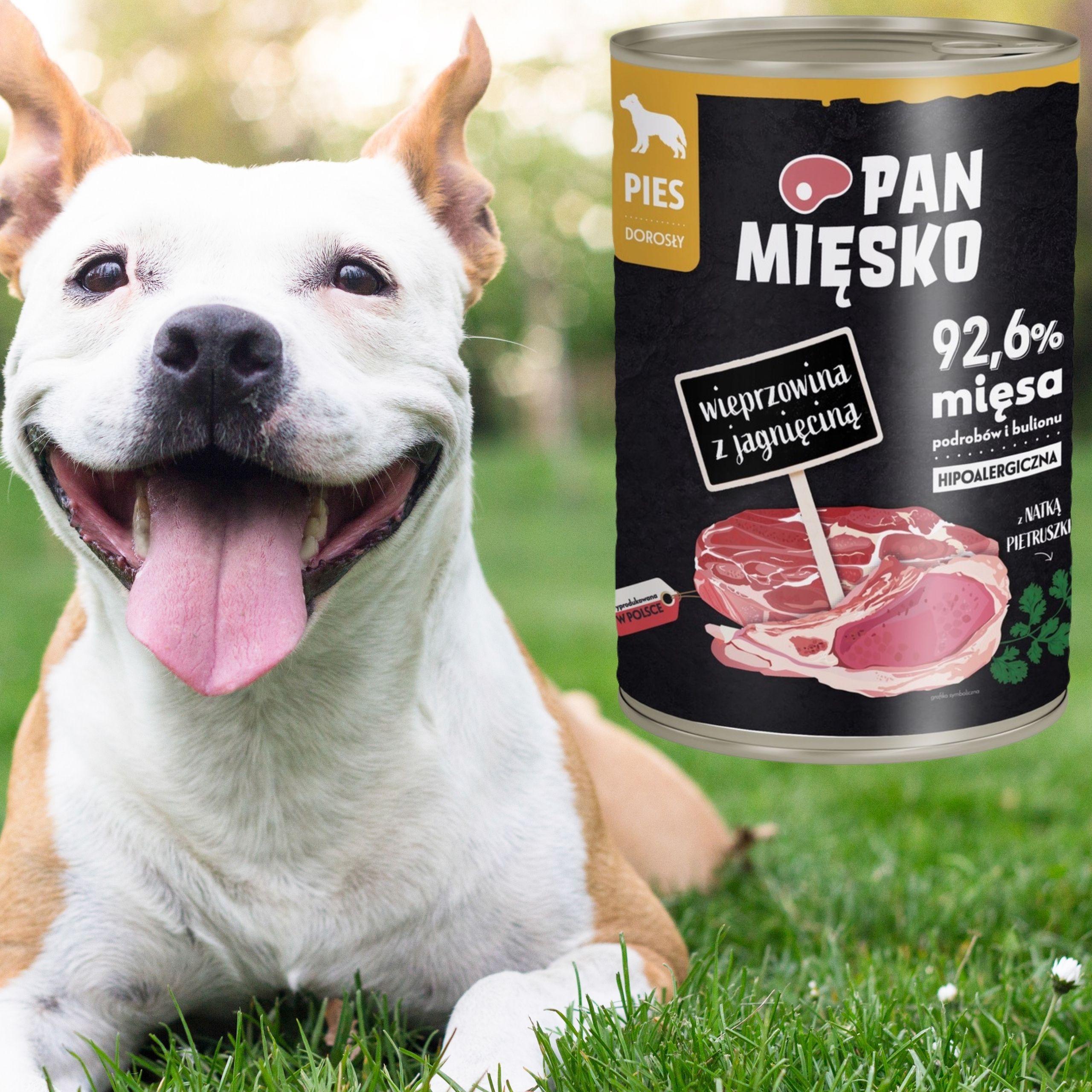Mokra karma dla psa Wieprzowina z jagnięciną Pan Mięsko hipoalergiczna 400g