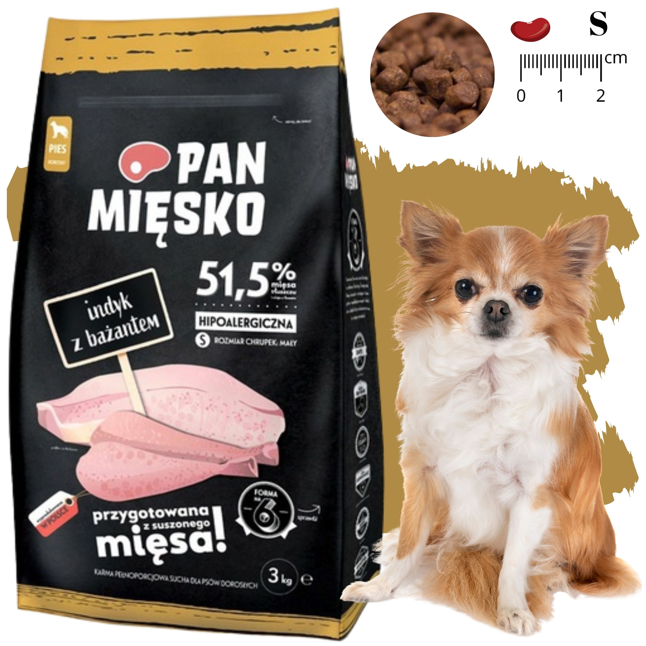 Sucha karma dla psa Indyk bażant Pan Mięsko hipoalergiczna małe rasy S 3kg