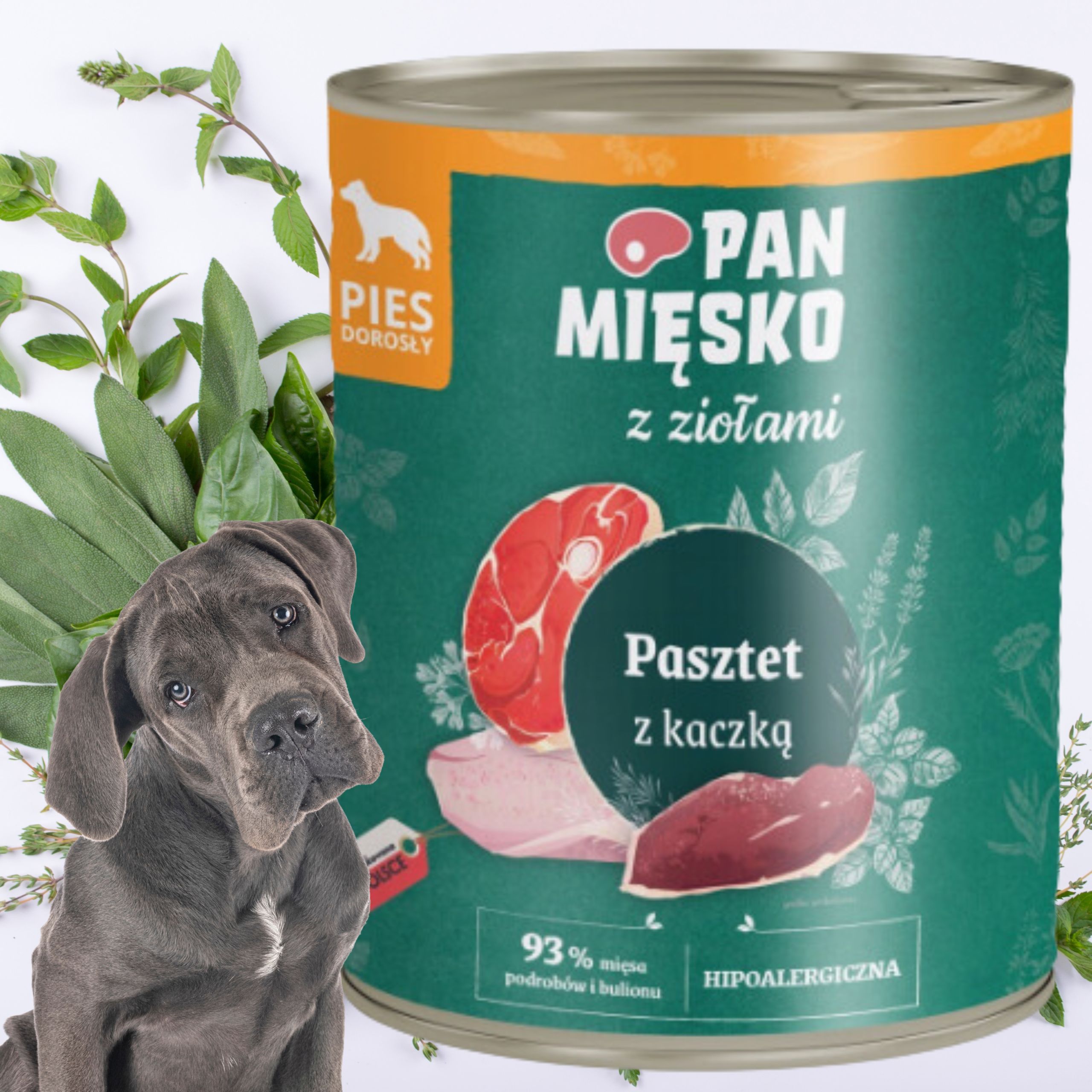 Mokra karma dla psa Pasztet z kaczką ziołami Pan Mięsko Hipoalergiczna 400g