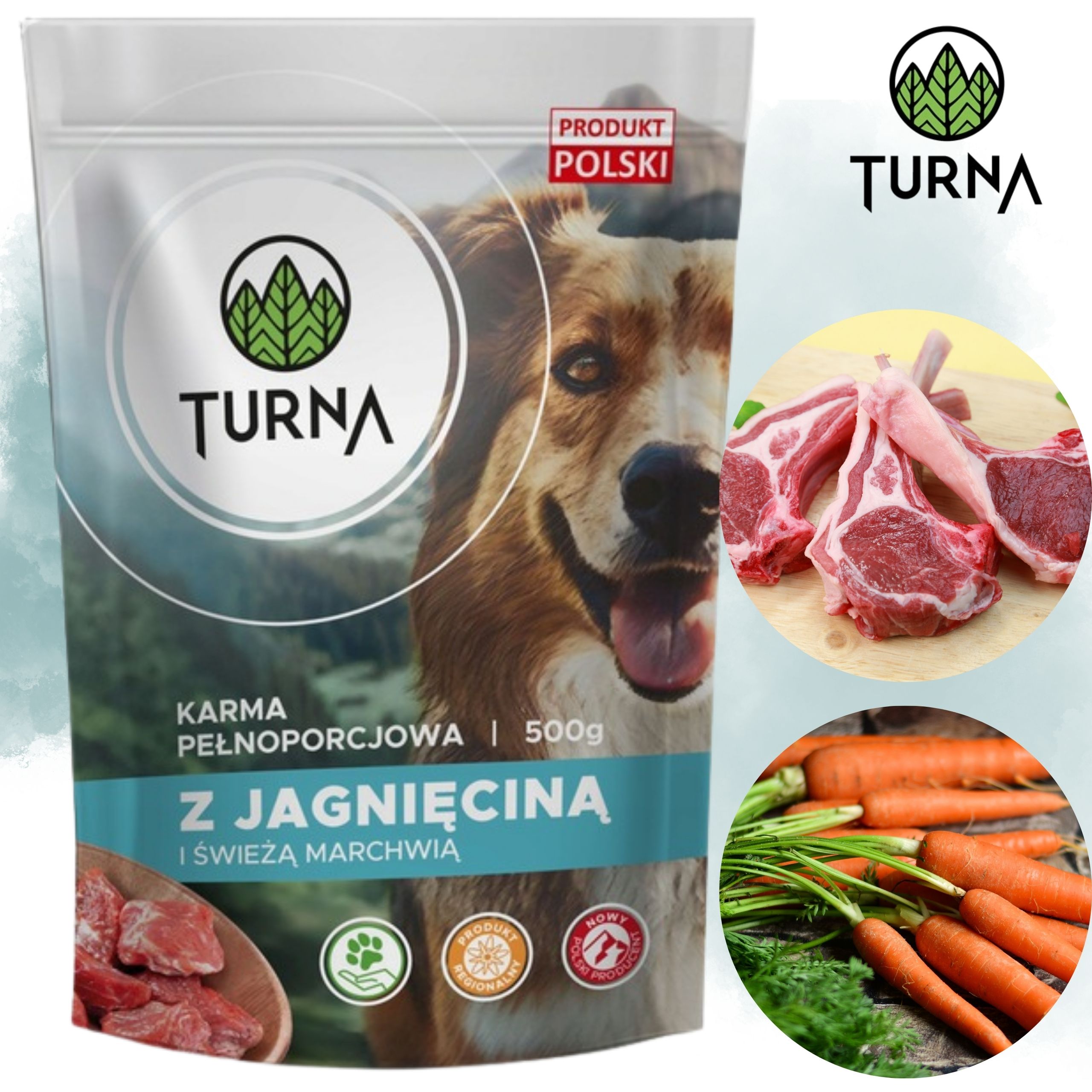 Mokra karma dla psa jagnięcina TURNA 500g alergia psów naturalny skład karm