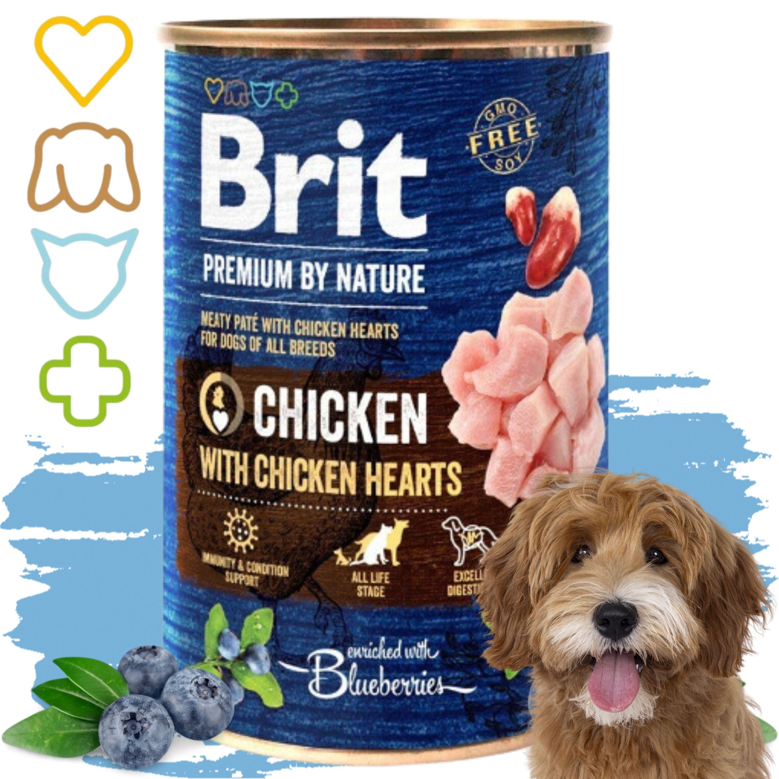 MOKRA KARMA DLA PSA KURCZAK BRIT PREMIUM BY NATURE 400 G CHICKEN&amp;HEARTS