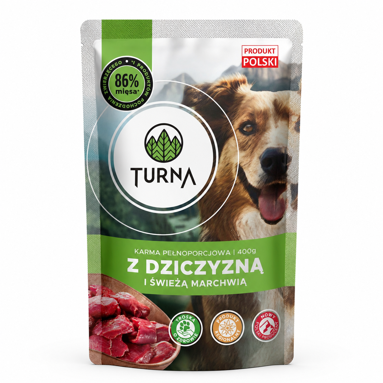 Mokra karma dla psa dziczyzna TURNA 400g odporność zdrowa skóra sierść psów