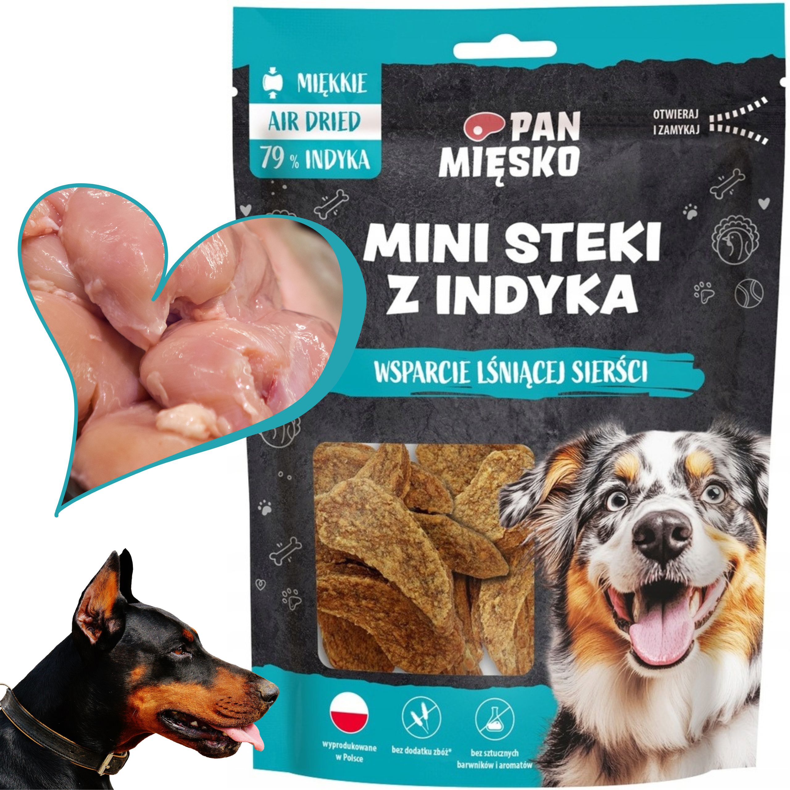 Przysmaki dla psa Pan Mięsko Mini steki z indyka 80 g smakołyki bezzbożowe