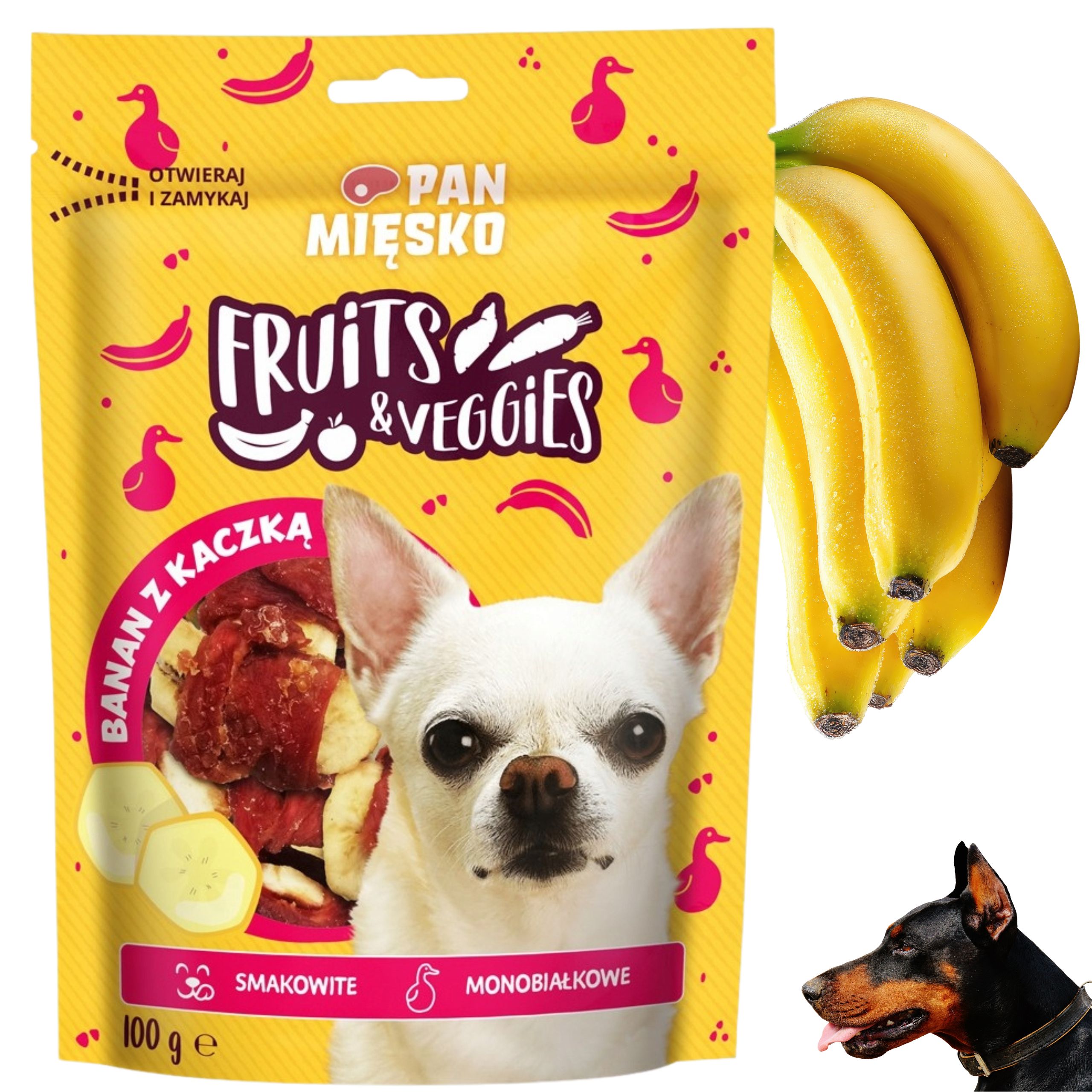 Pan Mięsko Przysmaki dla psa Fruits &amp; Veggies Banan z kaczką 100g mono