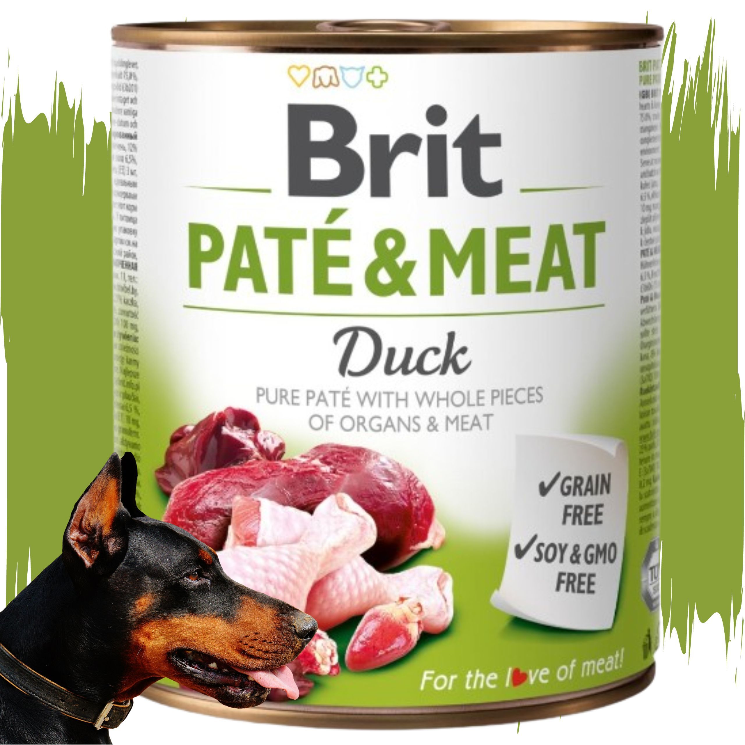 MOKRA KARMA DLA PSA Z KACZKĄ BRIT PATE&MEAT DUCK 800 G BEZZBOŻOWA PUSZKA
