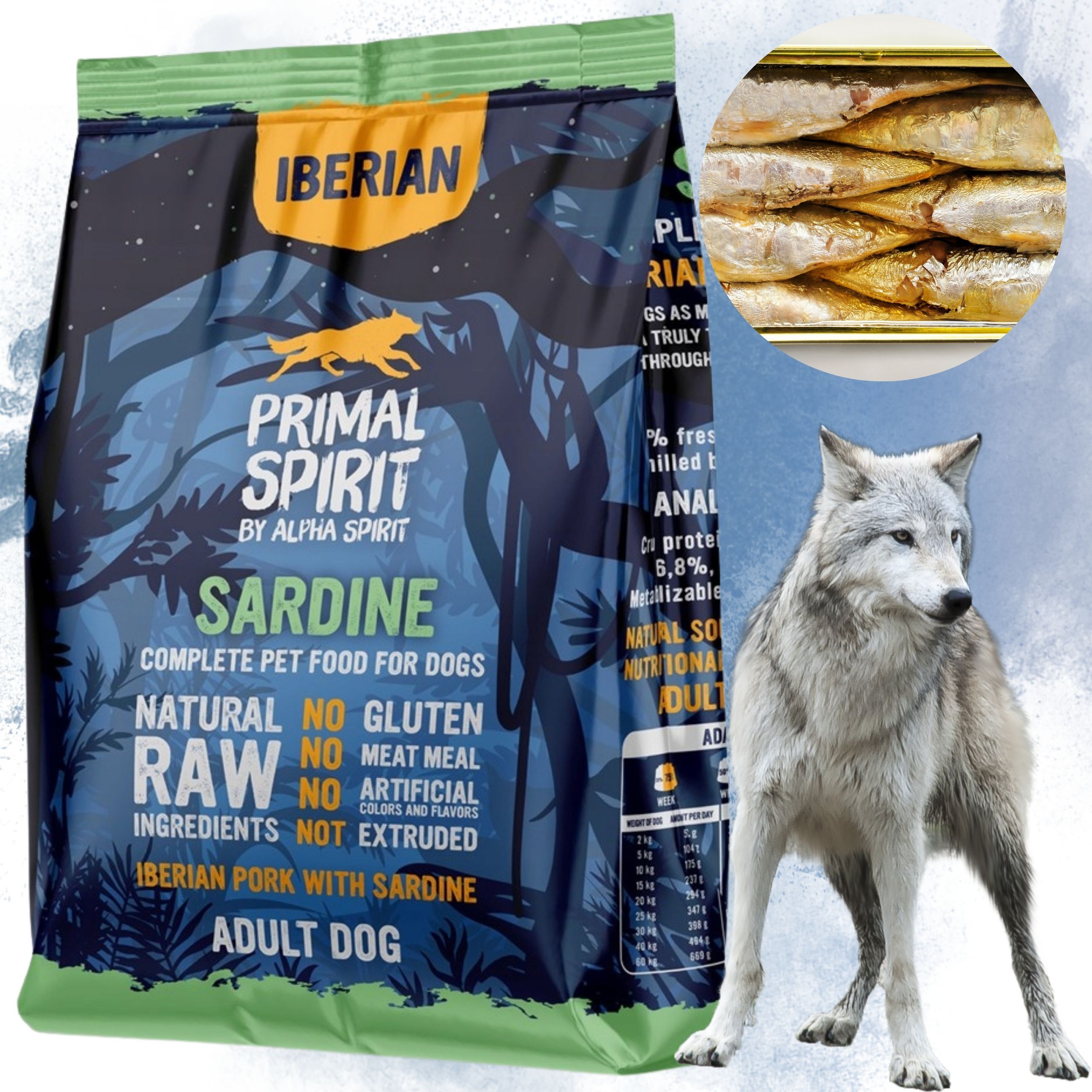 Sucha karma dla psa Primal Spirit Iberian Sardine wieprzowina sardynki 1kg
