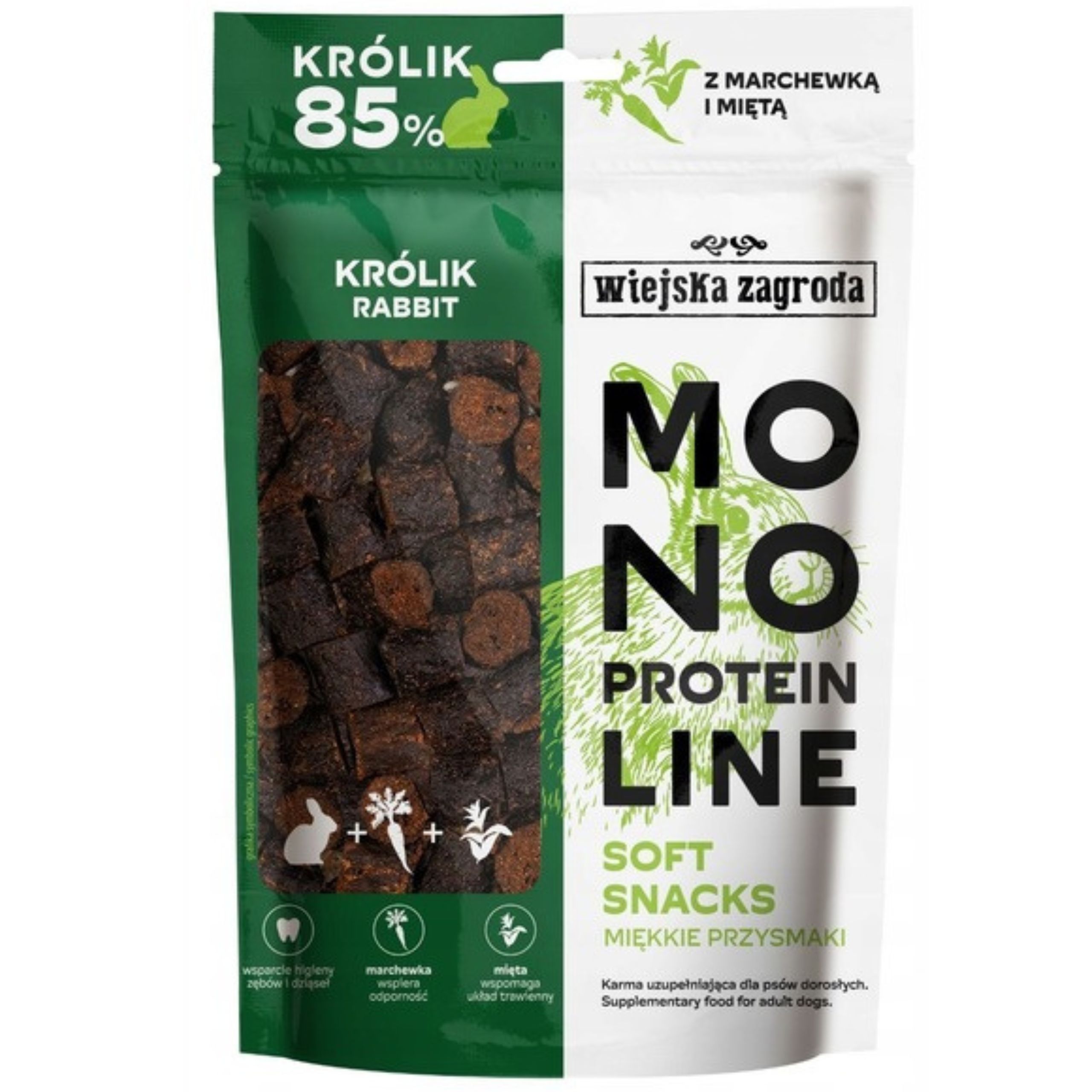 Przysmak dla psa Królik Monoproteinowe miękkie smaczki Wiejska Zagroda 115g