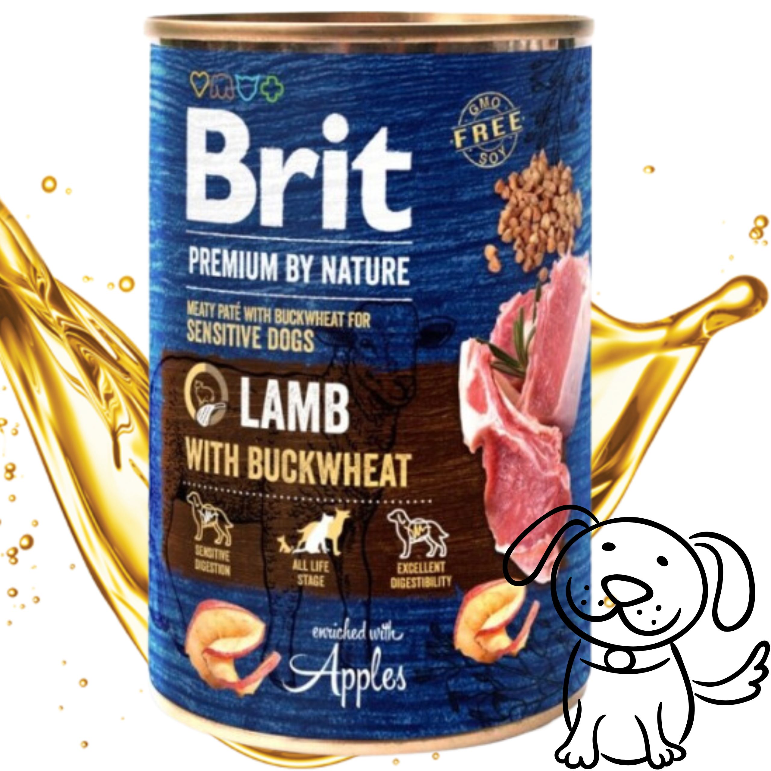 MOKRA KARMA DLA PSA JAGNIĘCINA BRIT PREMIUM BY NATURE 400G LAMB &amp; BUCKWHEAT