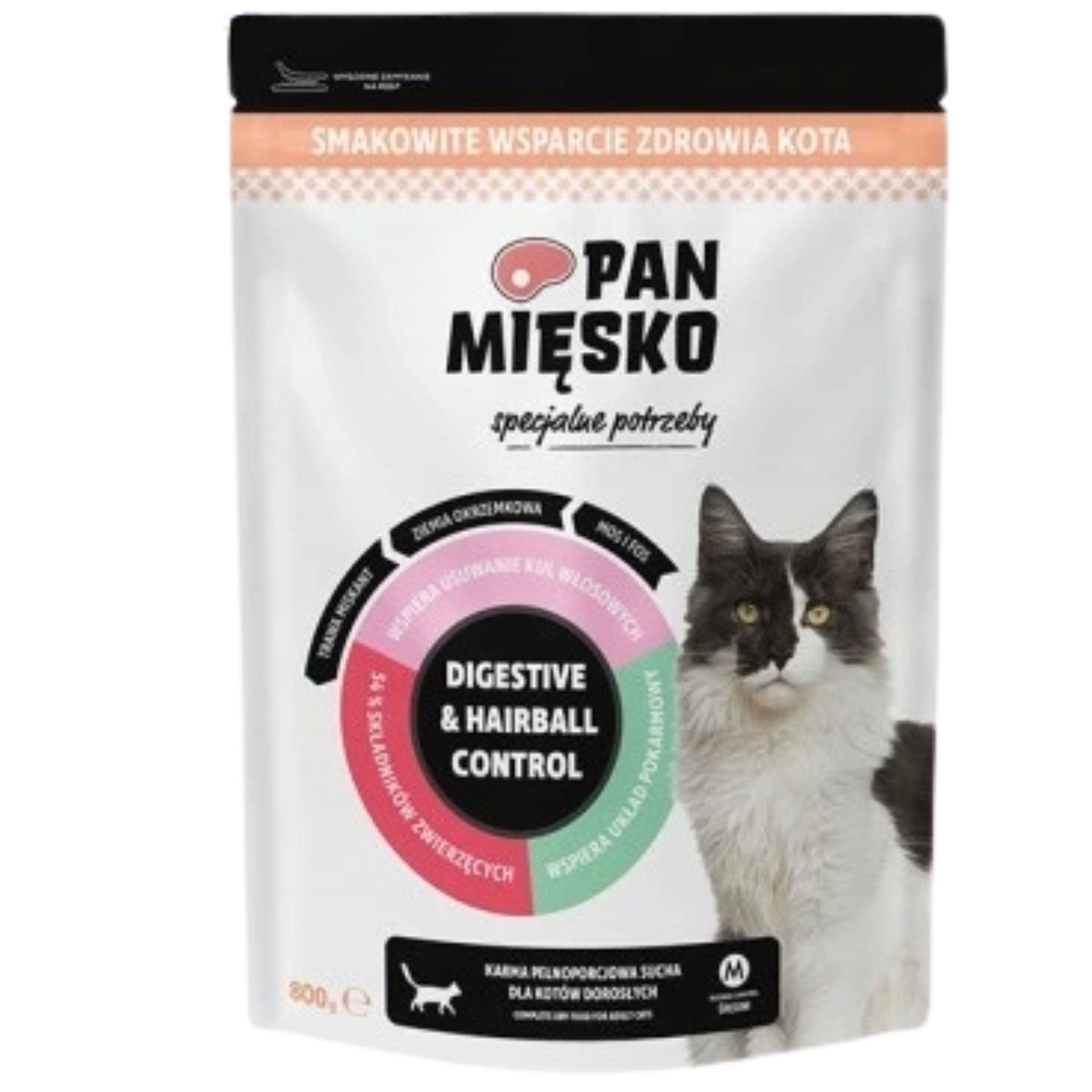 SUCHA KARMA DLA KOTA Pan Mięsko DIGESTIVE &amp; Hairball Control 800 g SPECJAL