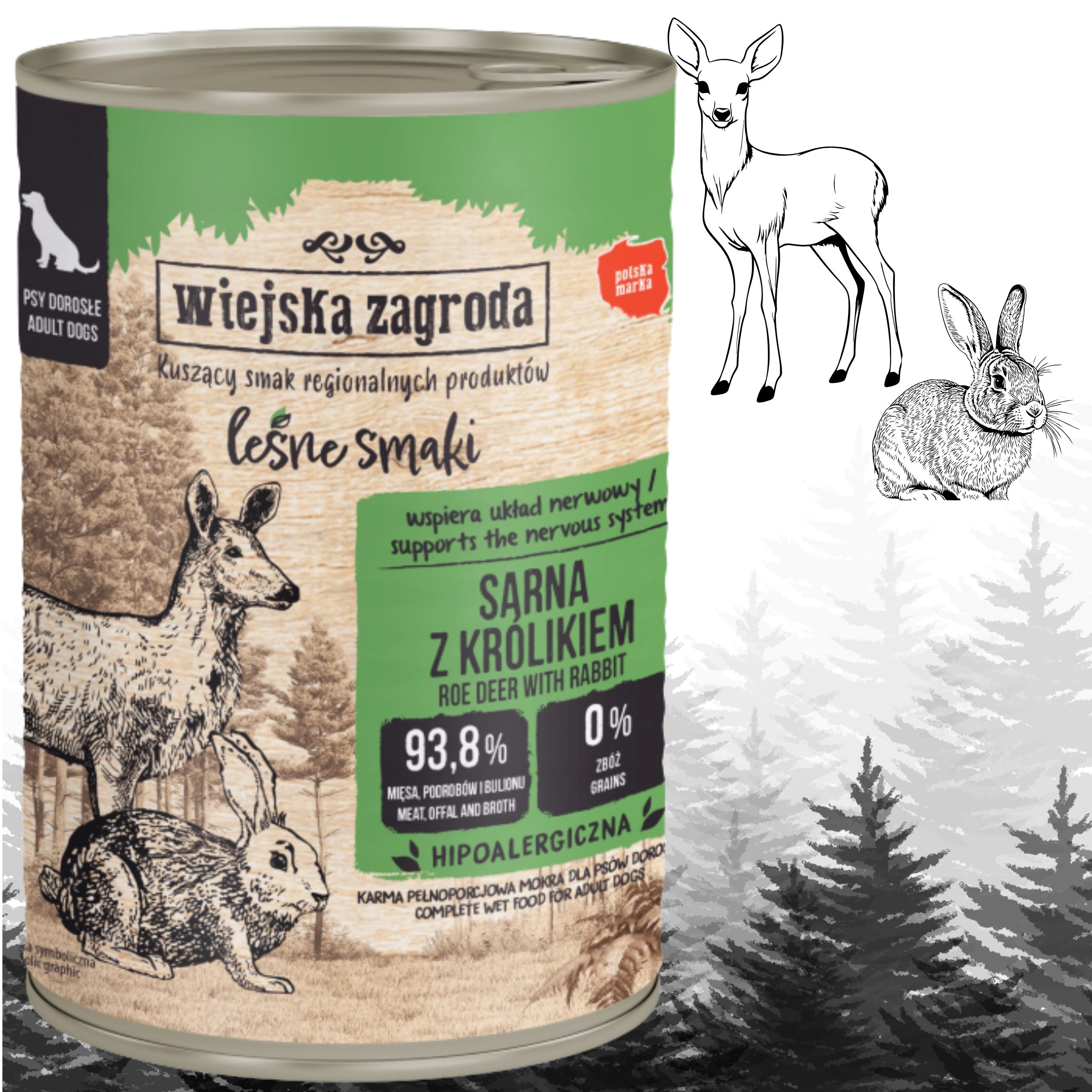 Karma dla psa Sarna królik 400g Leśne smaki Wiejska Zagroda hipoalergiczna