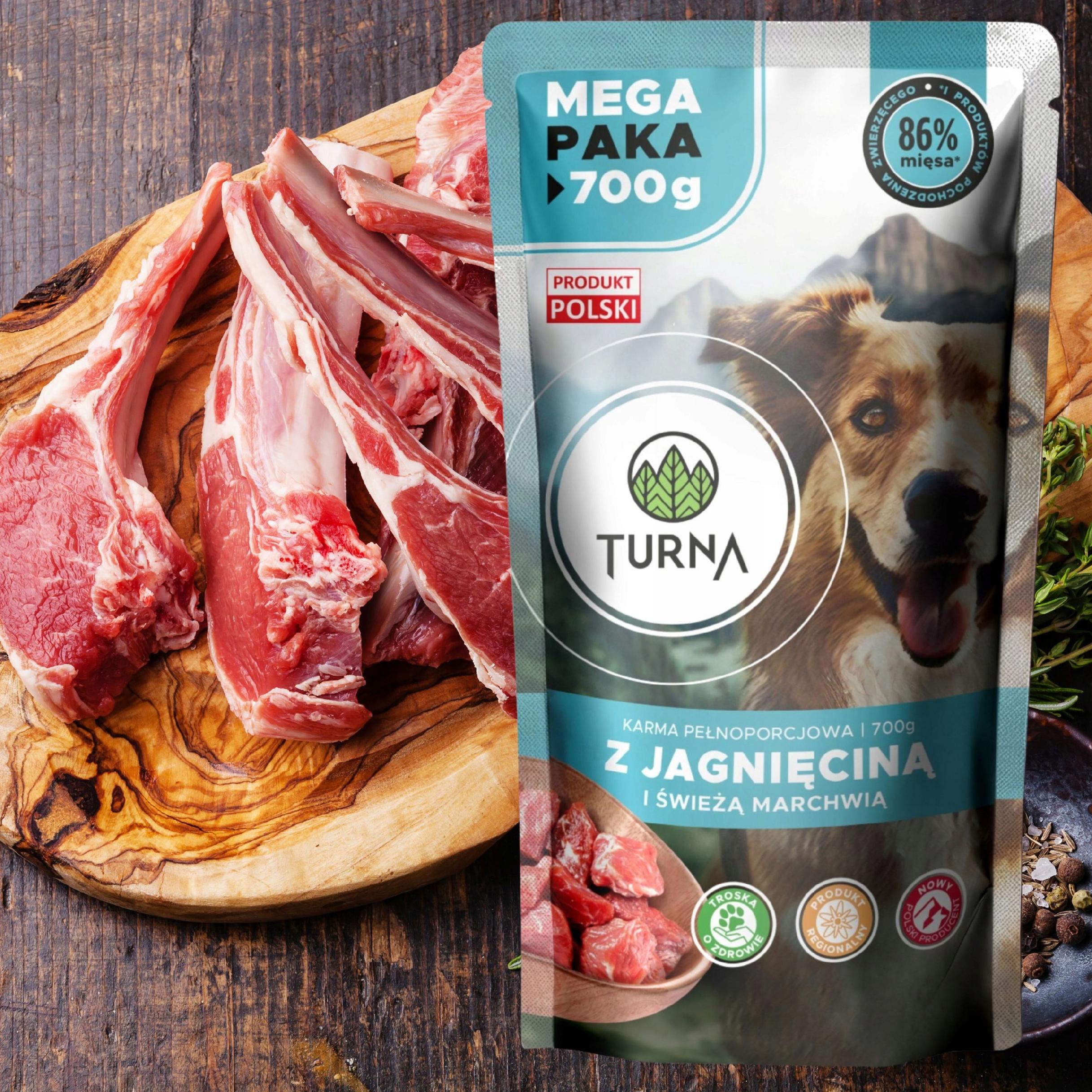 Mokra karma dla psa jagnięcina TURNA 700g alergia psów naturalny skład karm
