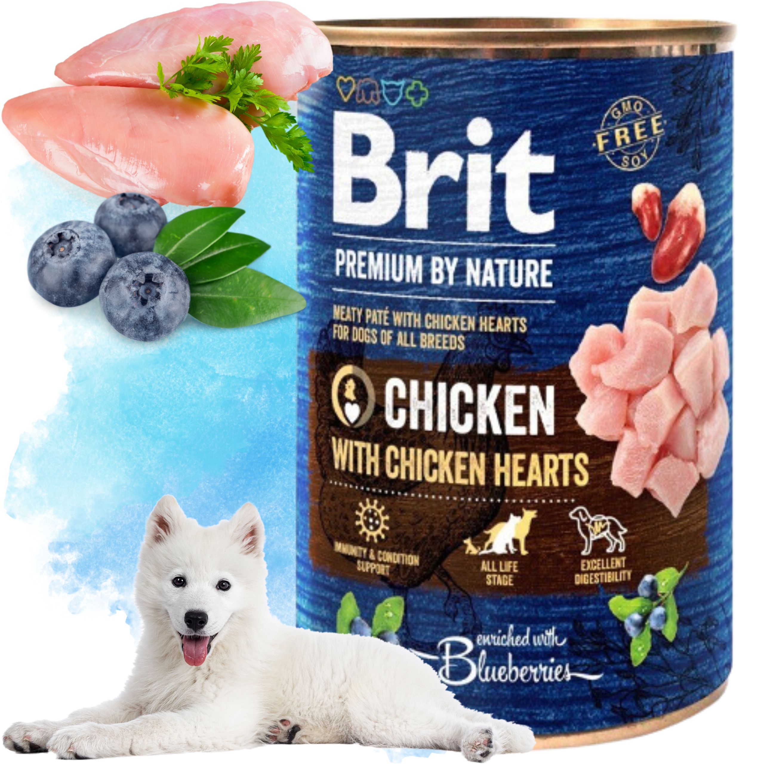 MOKRA KARMA DLA PSA KURCZAK BRIT PREMIUM BY NATURE 400 G CHICKEN&HEARTS