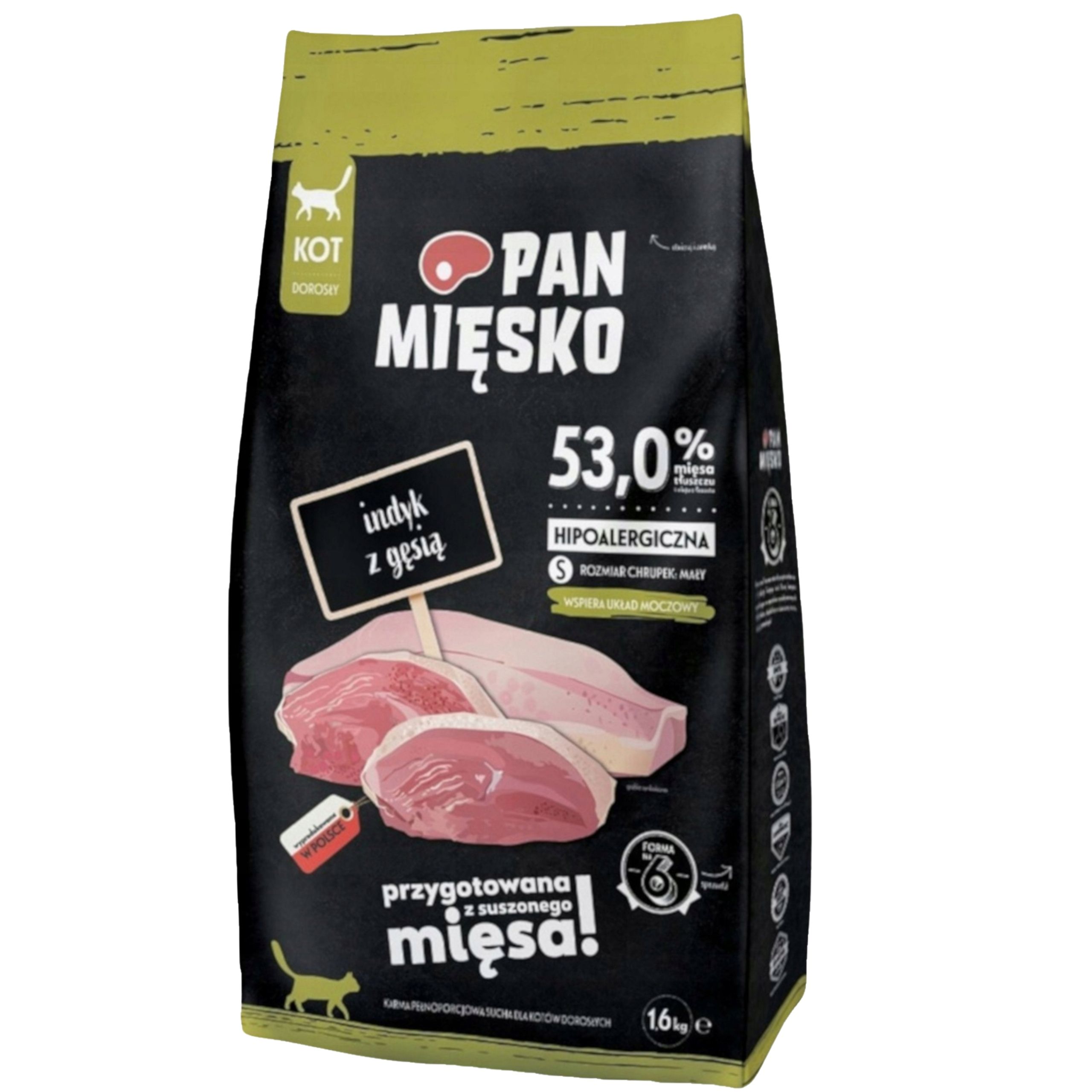 Sucha karma dla kota Indyk gęsina Pan Mięsko hipoalergiczna chrupki S 1.6kg