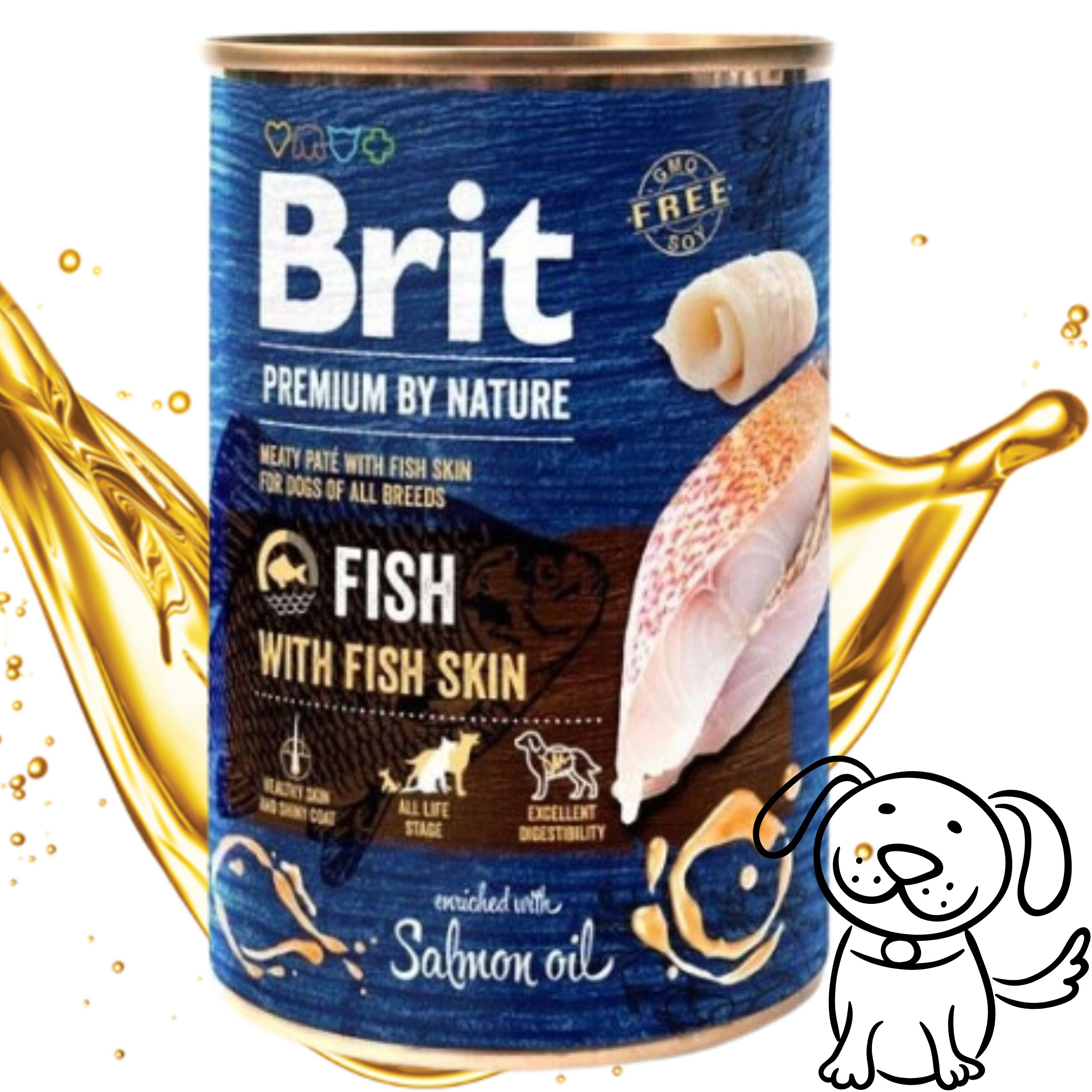 MOKRA KARMA DLA PSA Z RYBAMI BRIT PREMIUM BY NATURE 400 G FISH&FISH SKIN