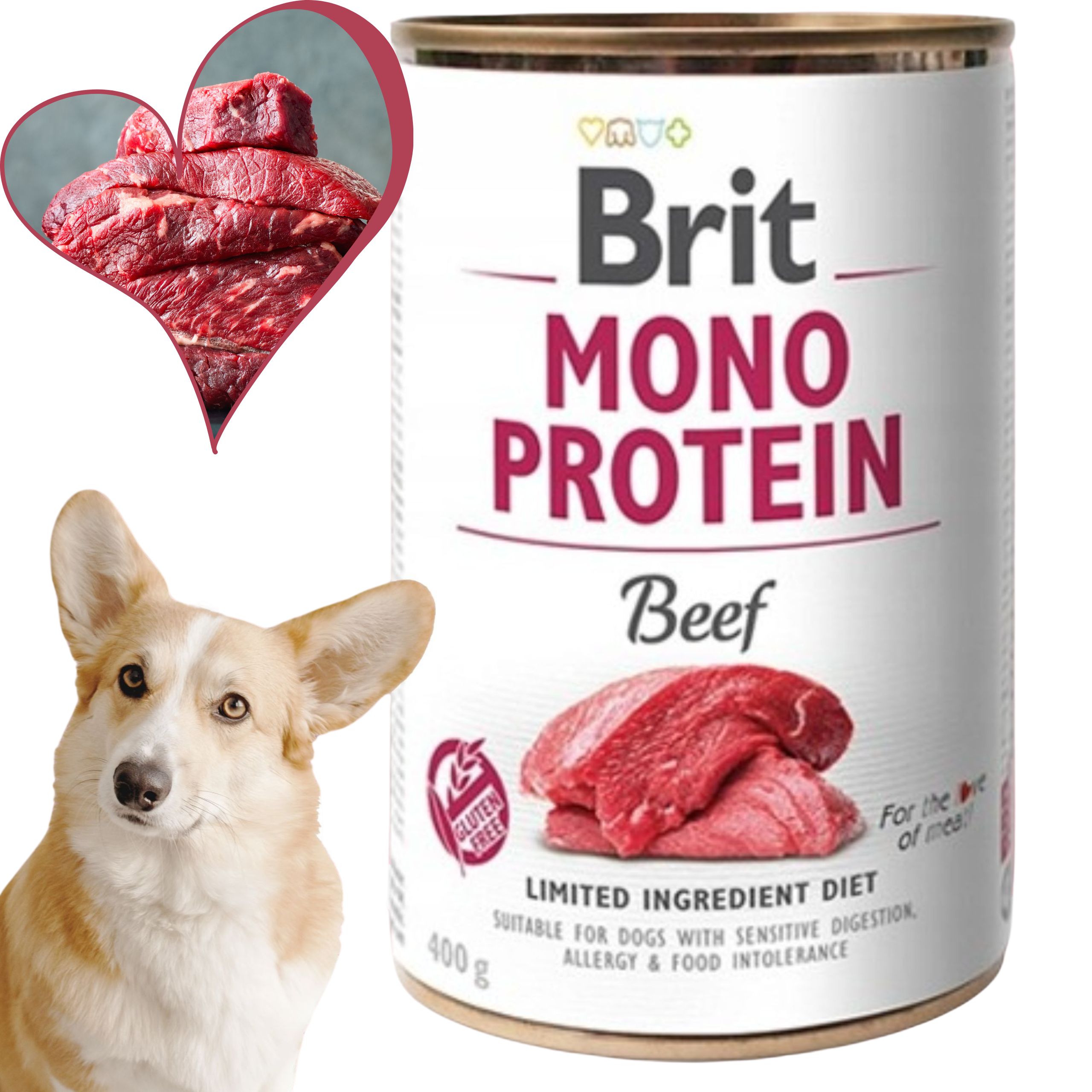 MOKRA KARMA DLA PSA BRIT MONO PROTEIN BEEF 400 G WOŁOWINA WYSOKOBIAŁKOWA