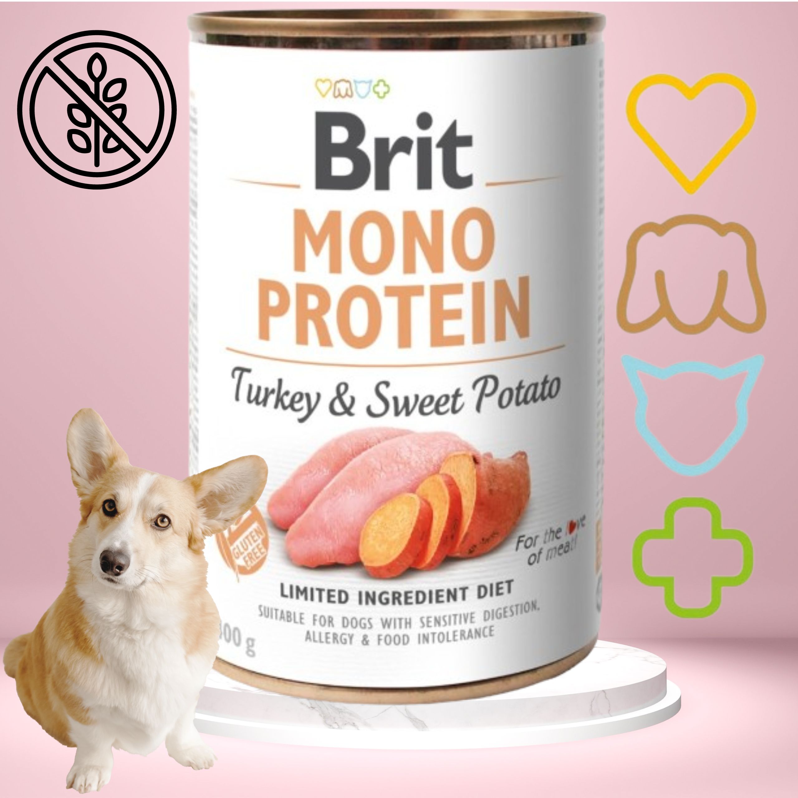 MOKRA KARMA DLA PSA BRIT MONO PROTEIN TURKEY &amp; SWEET POTATO 400G INDYK