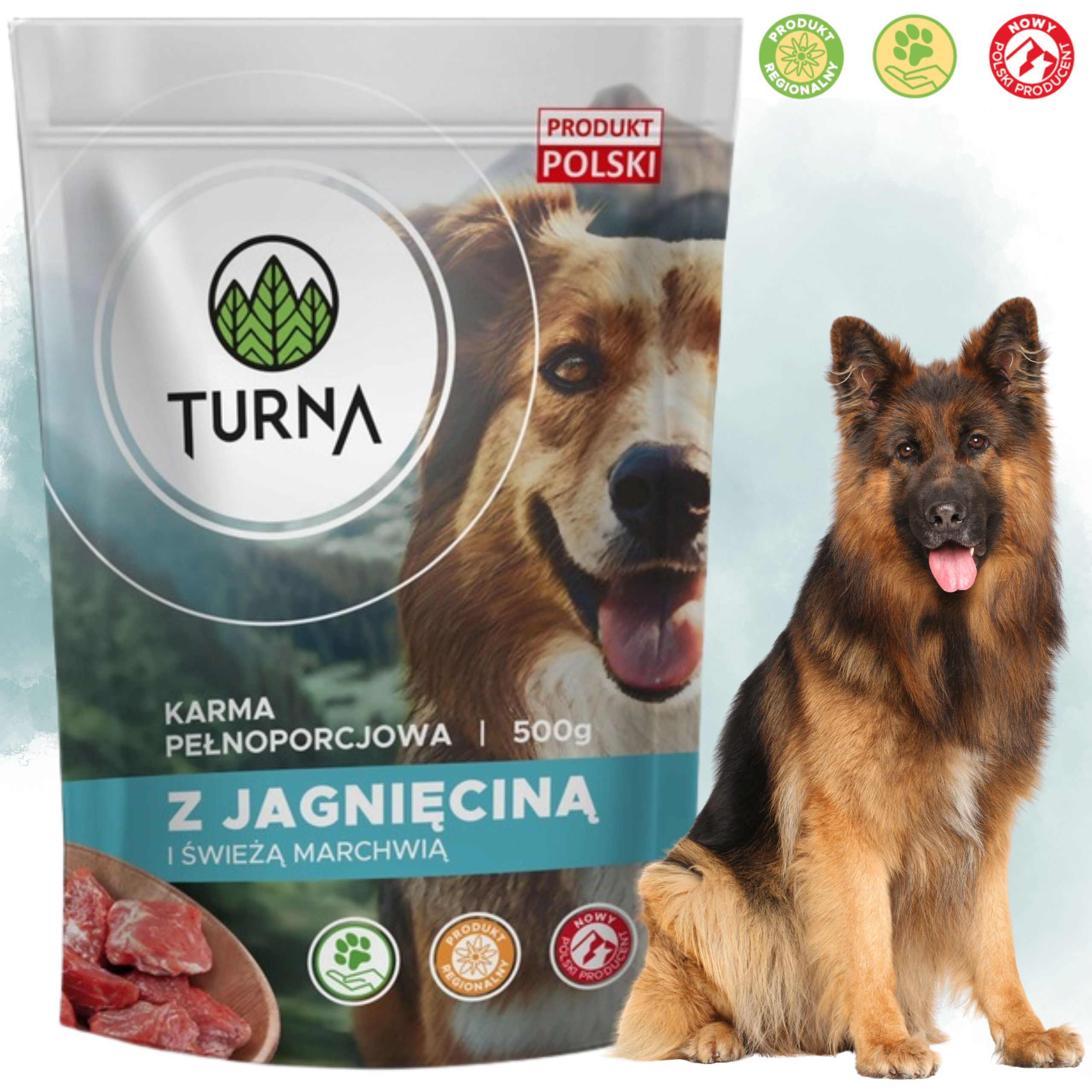 Mokra karma dla psa jagnięcina TURNA 500g alergia psów naturalny skład karm