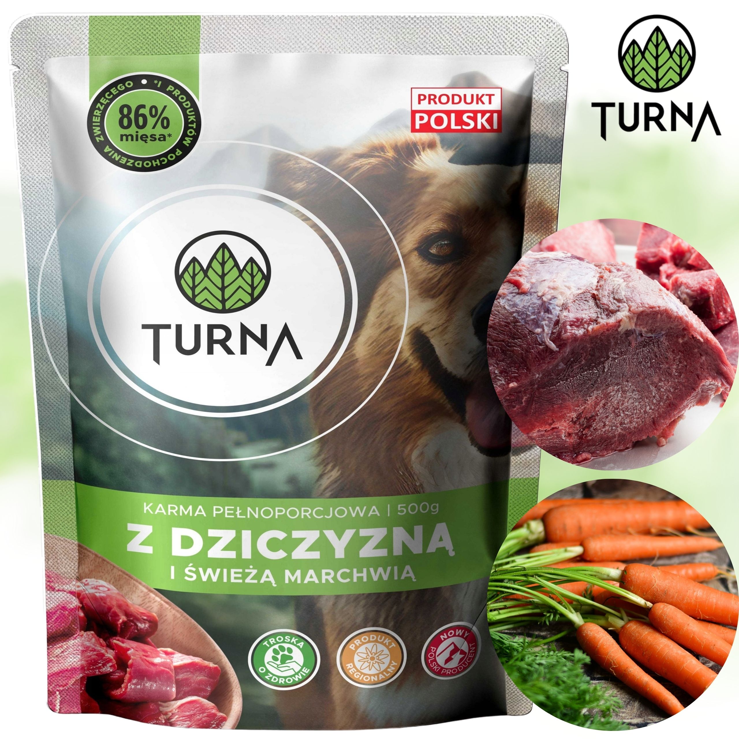 Mokra karma dla psa dziczyzna TURNA 500g odporność zdrowa skóra sierść psów