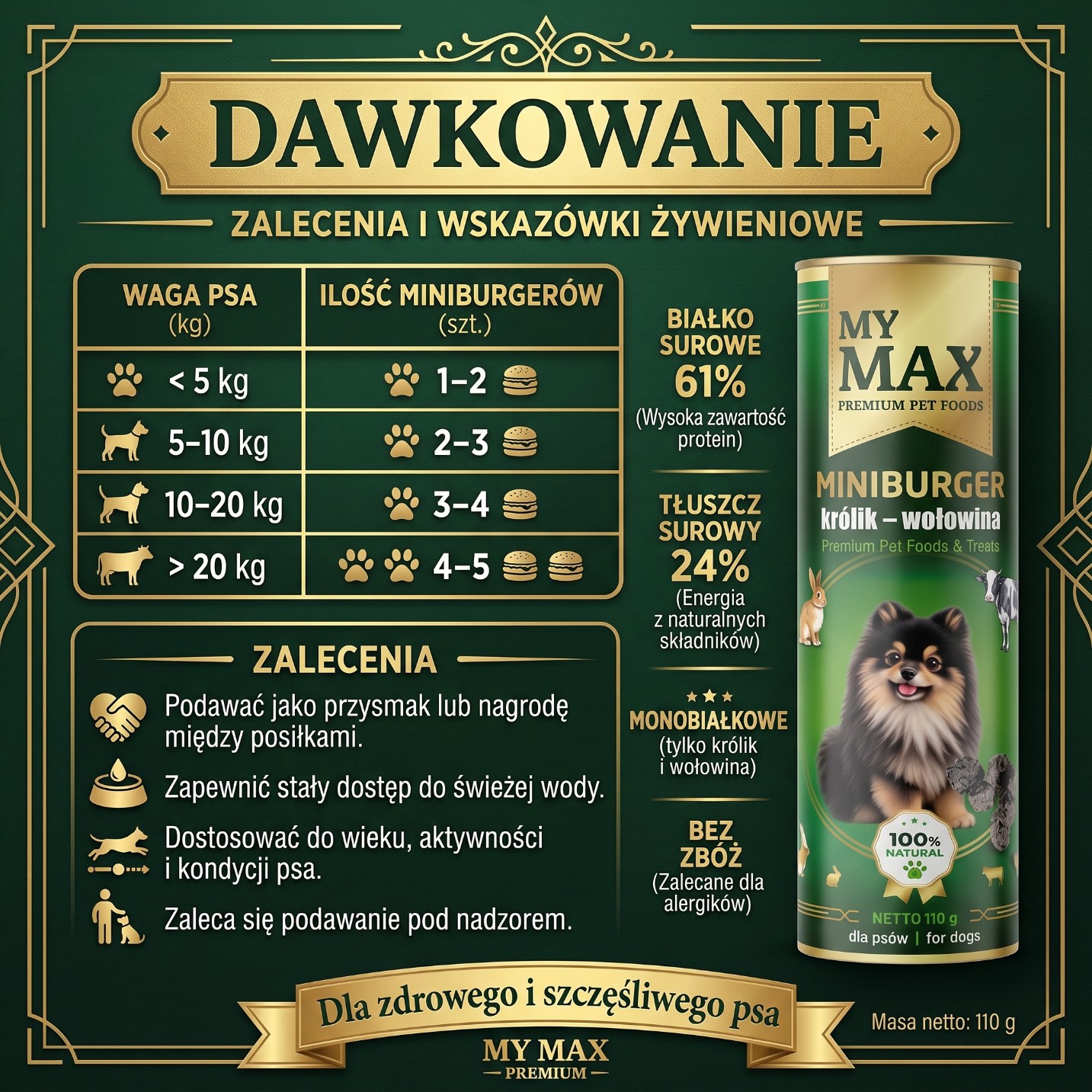 Przysmaki dla psów My Max Mini burger królik wołowina 100g miękkie smaczki