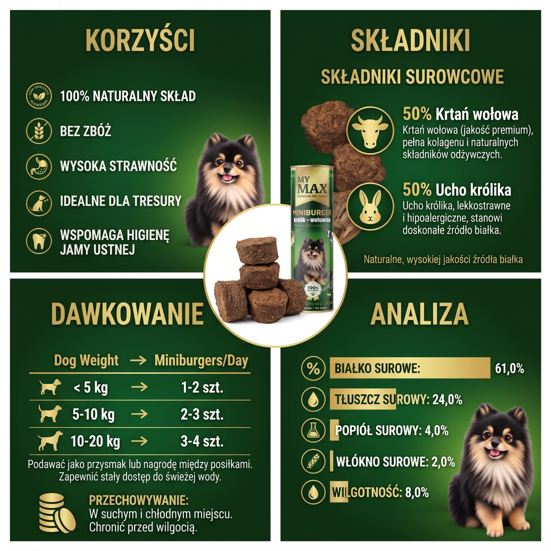 Przysmaki dla psów My Max Mini burger królik wołowina 100g miękkie smaczki