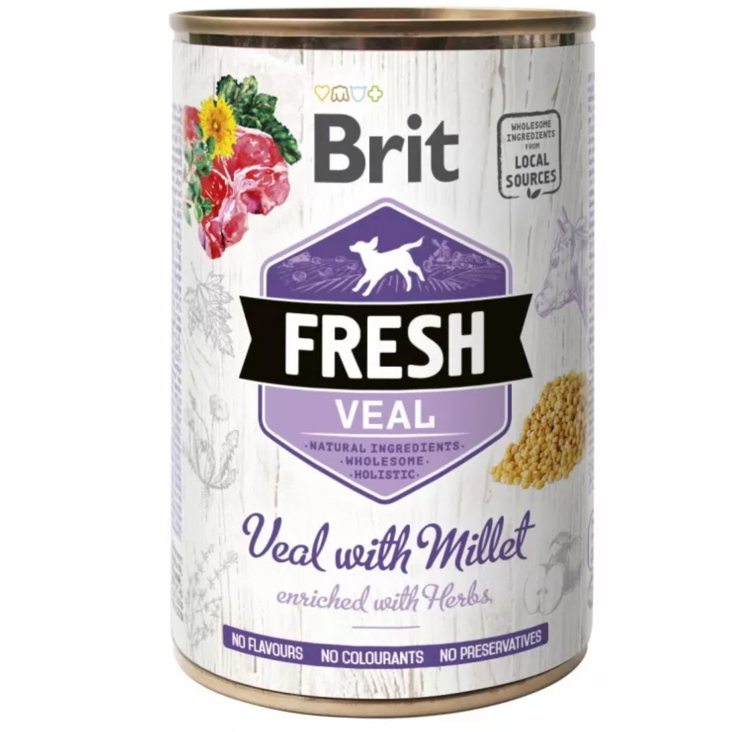 KARMA DLA PSA BRIT FRESH 400G VEAL &amp; MILLET CIELĘCINA PROSO BEZ GLUTENU