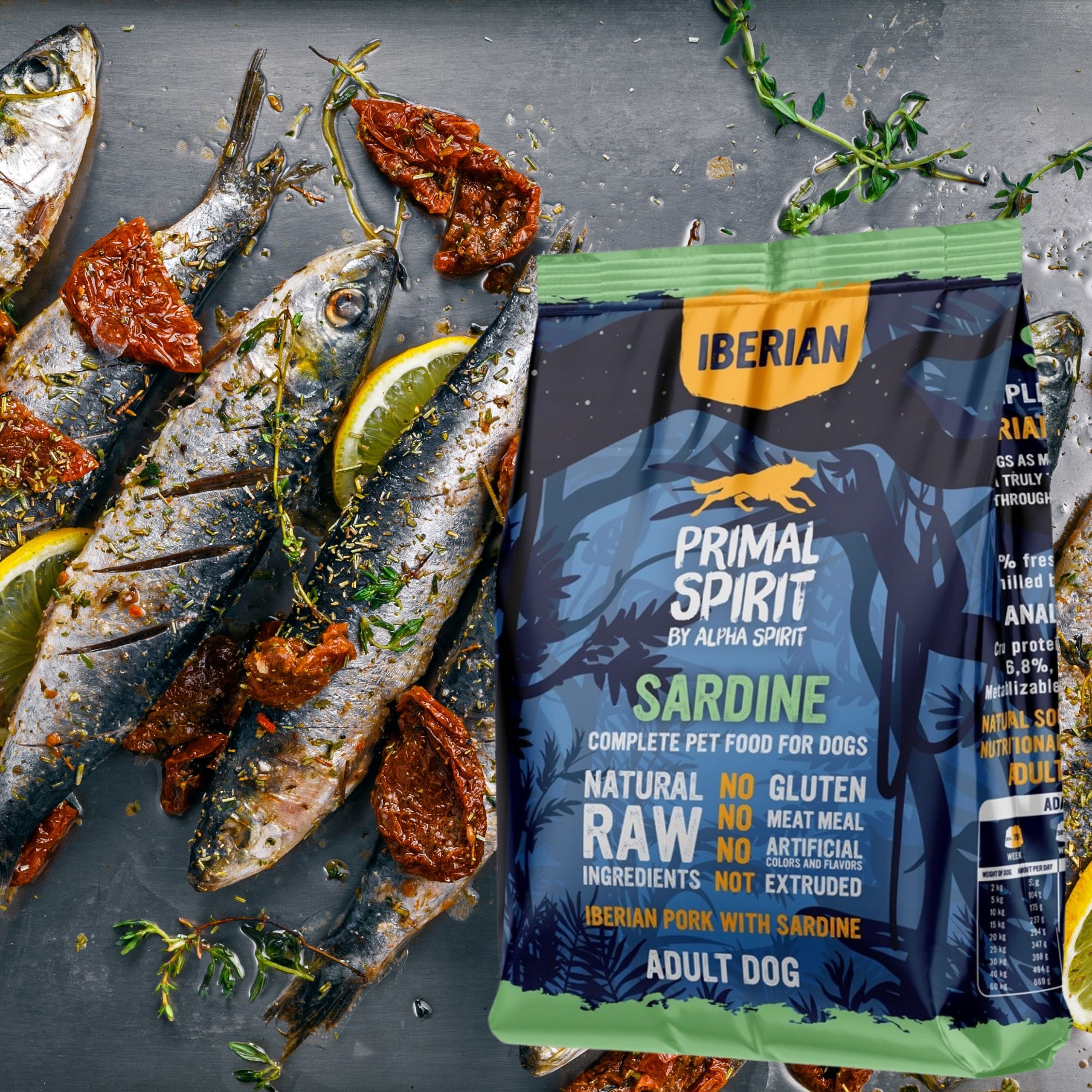Sucha karma dla psa Primal Spirit Iberian Sardine wieprzowina sardynki 1kg