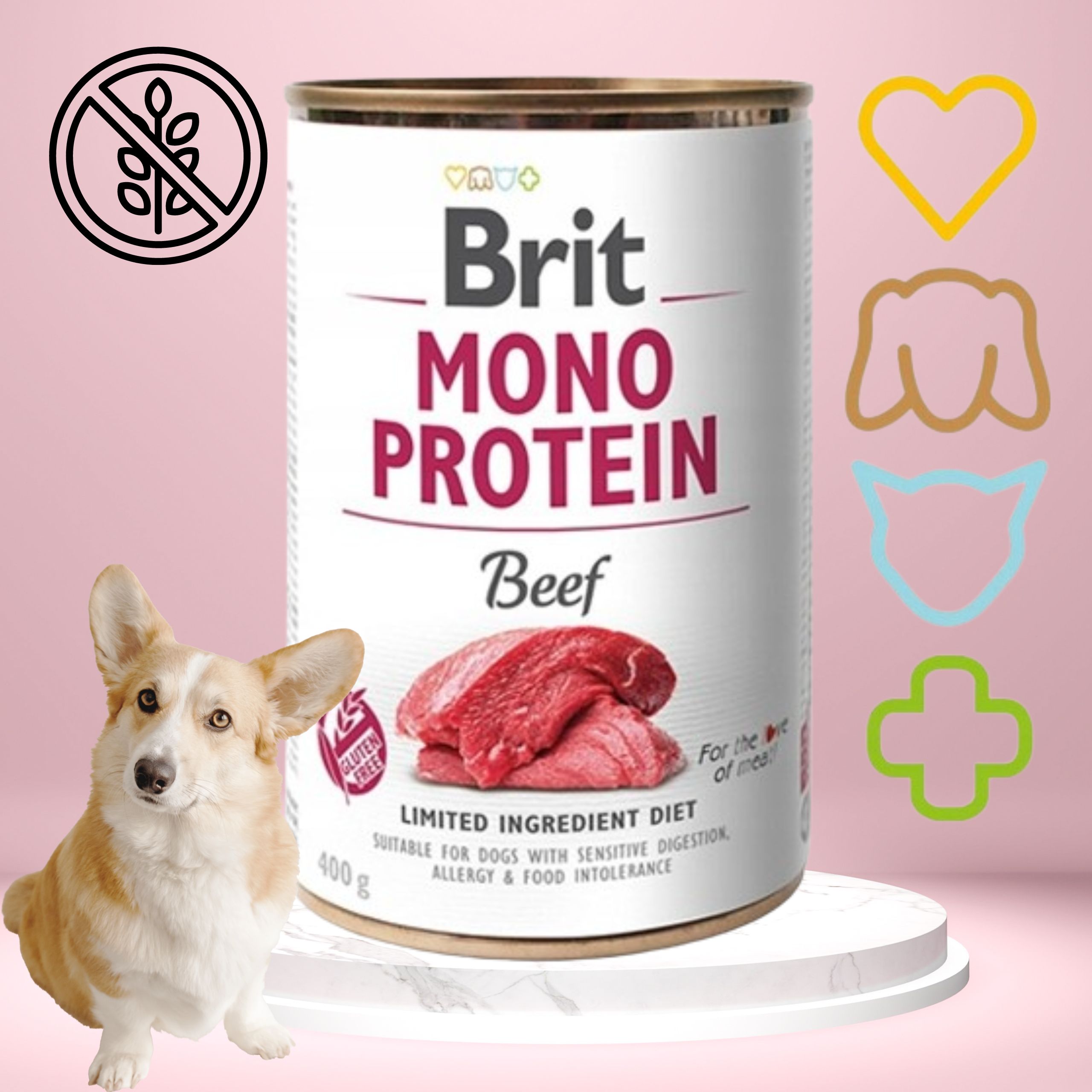 MOKRA KARMA DLA PSA BRIT MONO PROTEIN BEEF 400 G WOŁOWINA WYSOKOBIAŁKOWA